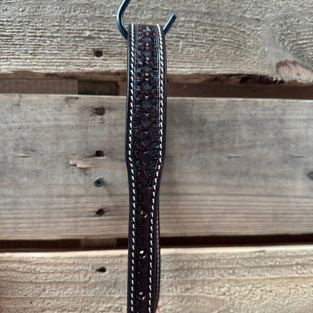 Black Honeycomb Tooled Lariat & Leather Combo Halter