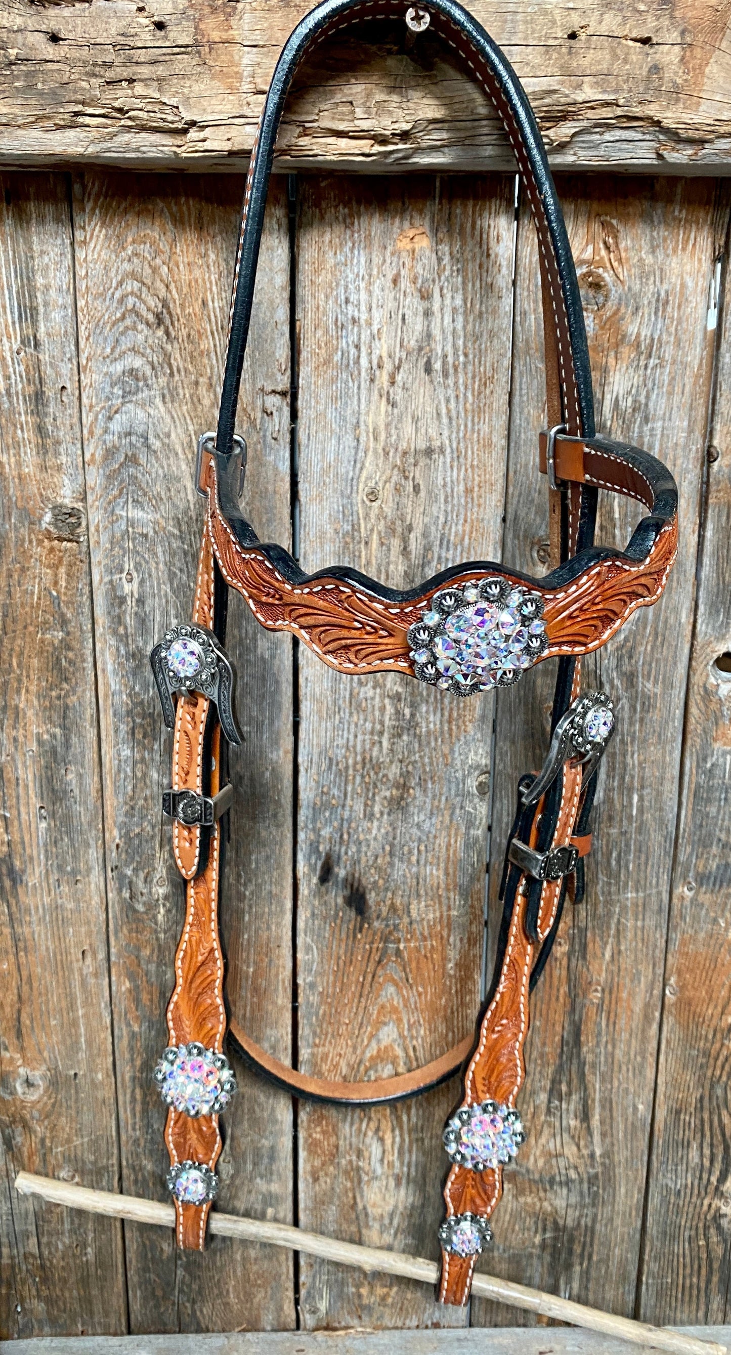 Light Oil and Antique Silver Browband & Breastcollar Tack Set #BBBC431