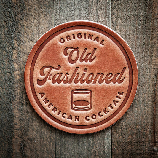 Old Fashioned Orginial American Cocktail Leather Coaster