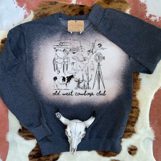 Old West Cowboys Club Western Graphic Sweatshirt
