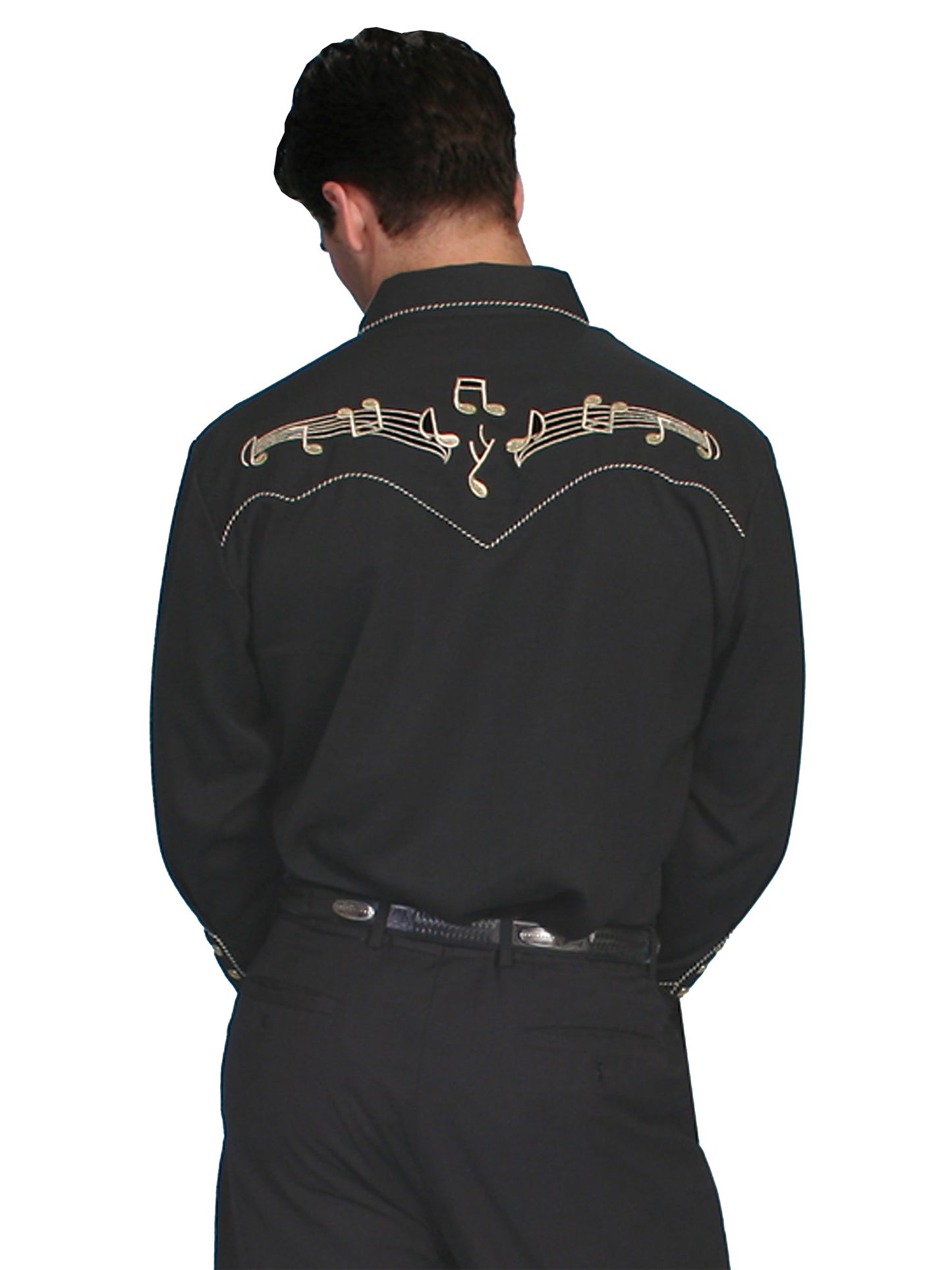 Gold Embroidery Notes Shirt - P-627