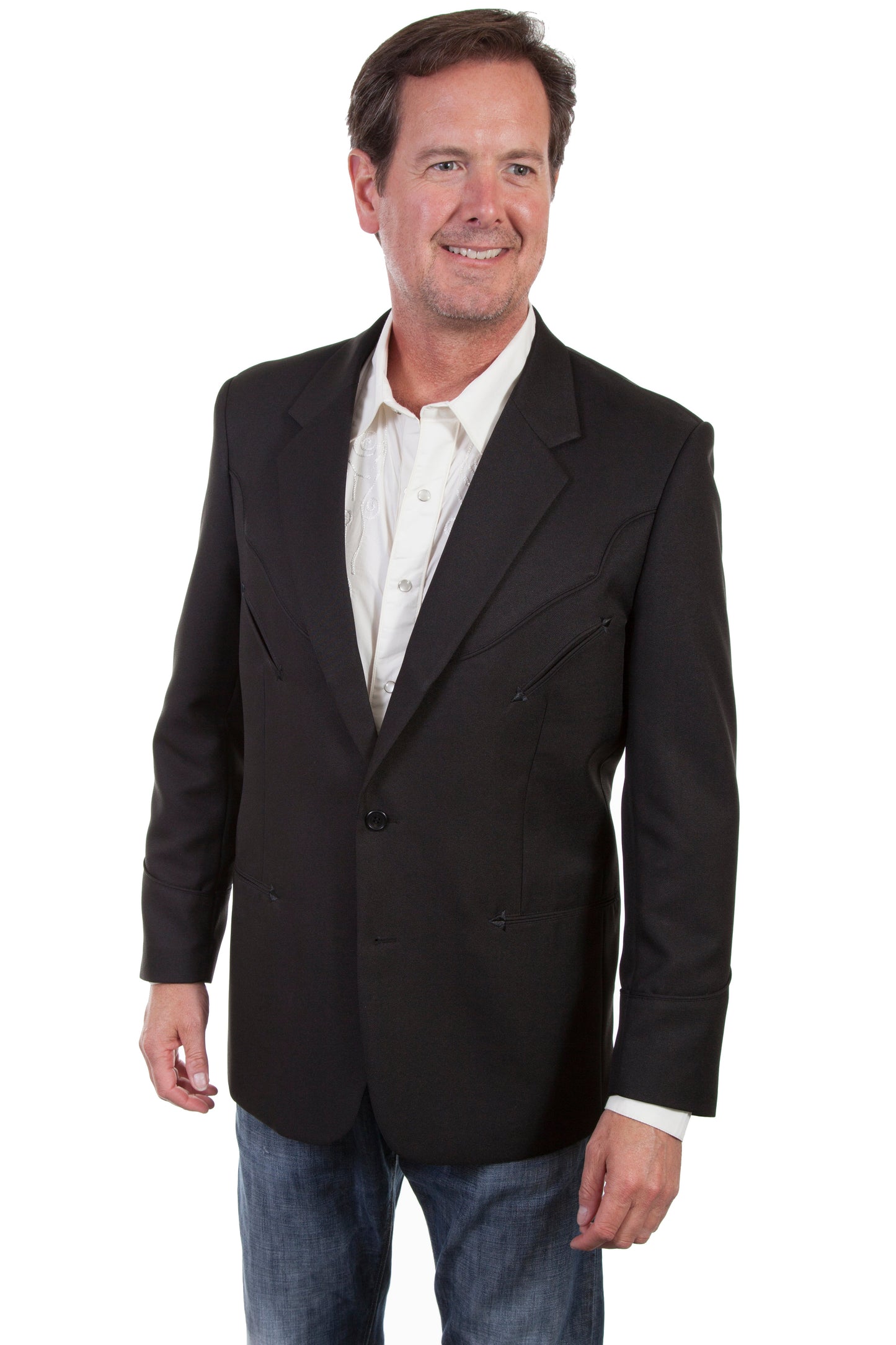 Solid Blazer W/tonal Piping - P-656S