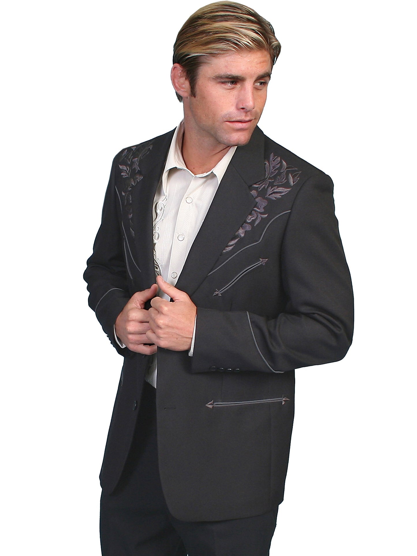 Floral Tonal Emb. Blazer - P-733LX