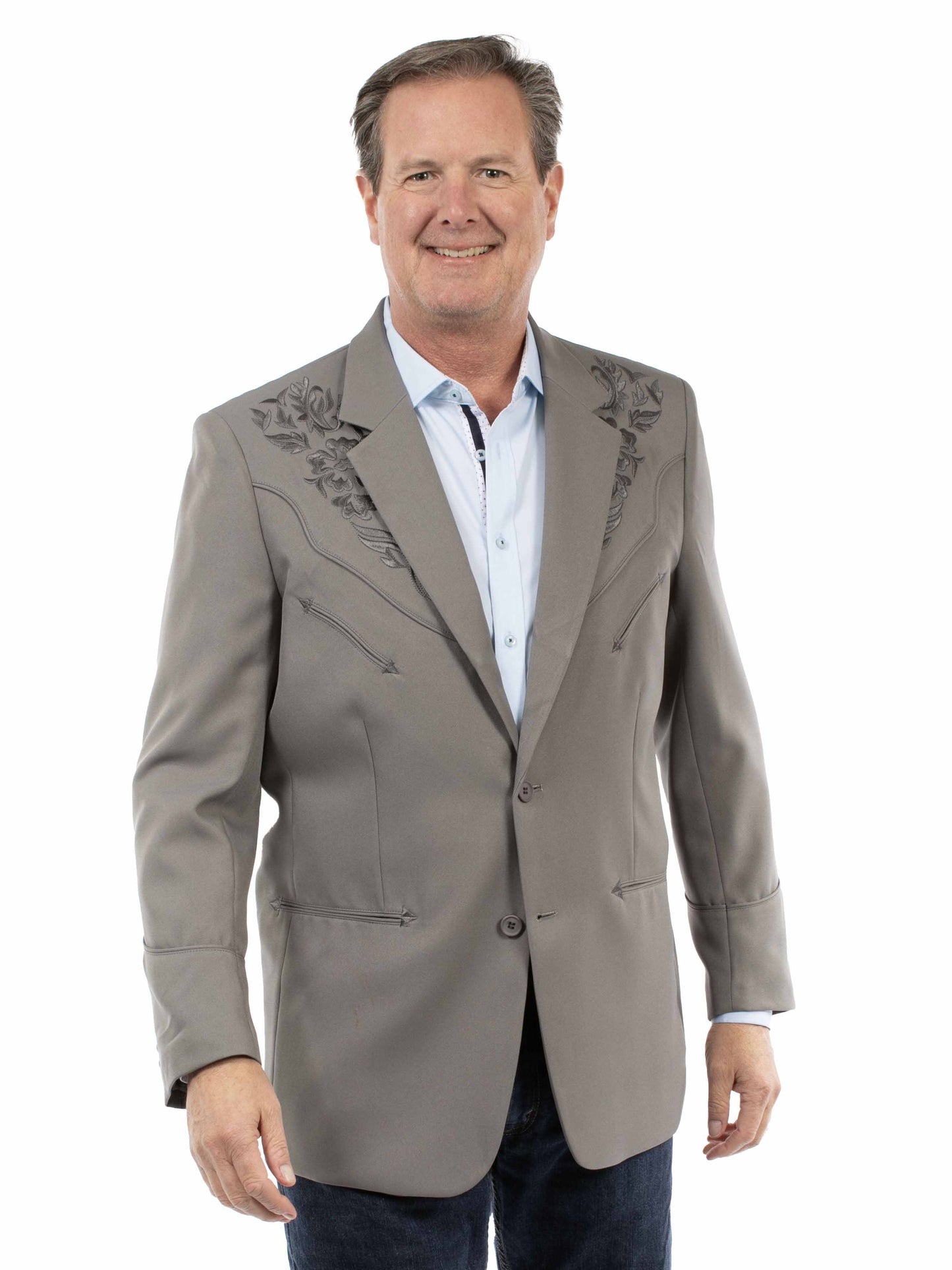 Floral Tonal Emb. Blazer - P-733LX