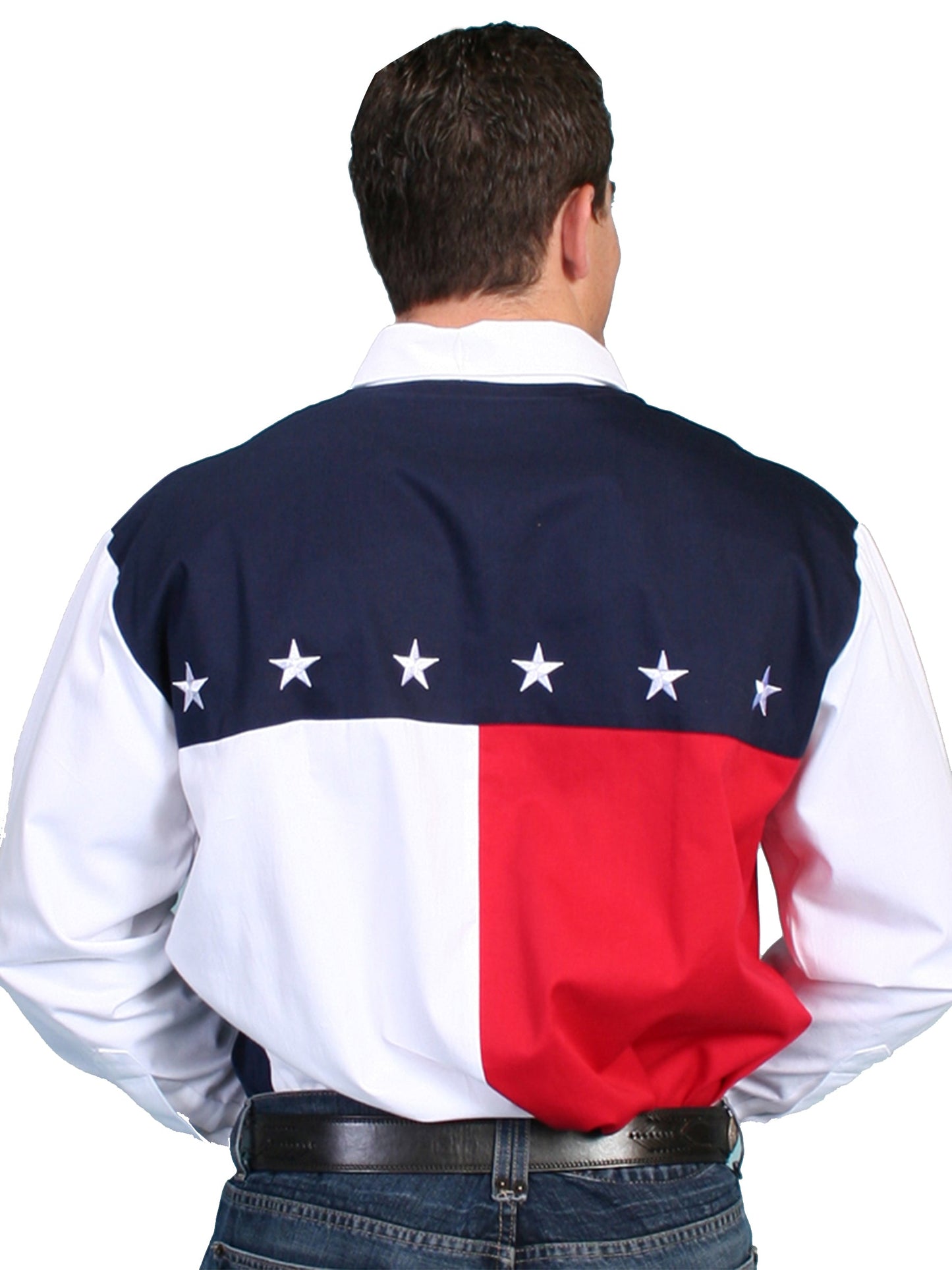 Red/white/blue Color Block Shirt - P-756