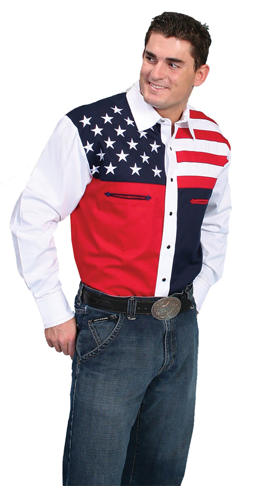 Red/white/blue Color Block Shirt - P-756X