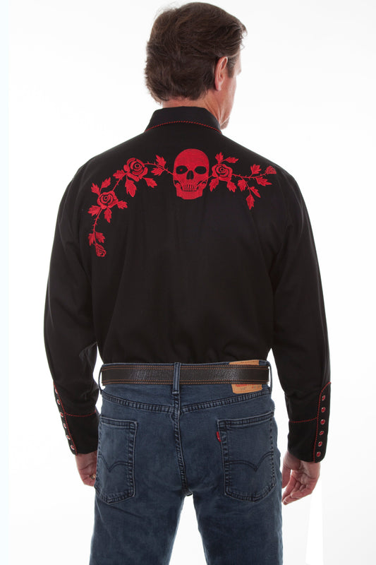 Skull/rose Embroidered Shirt - P-771X