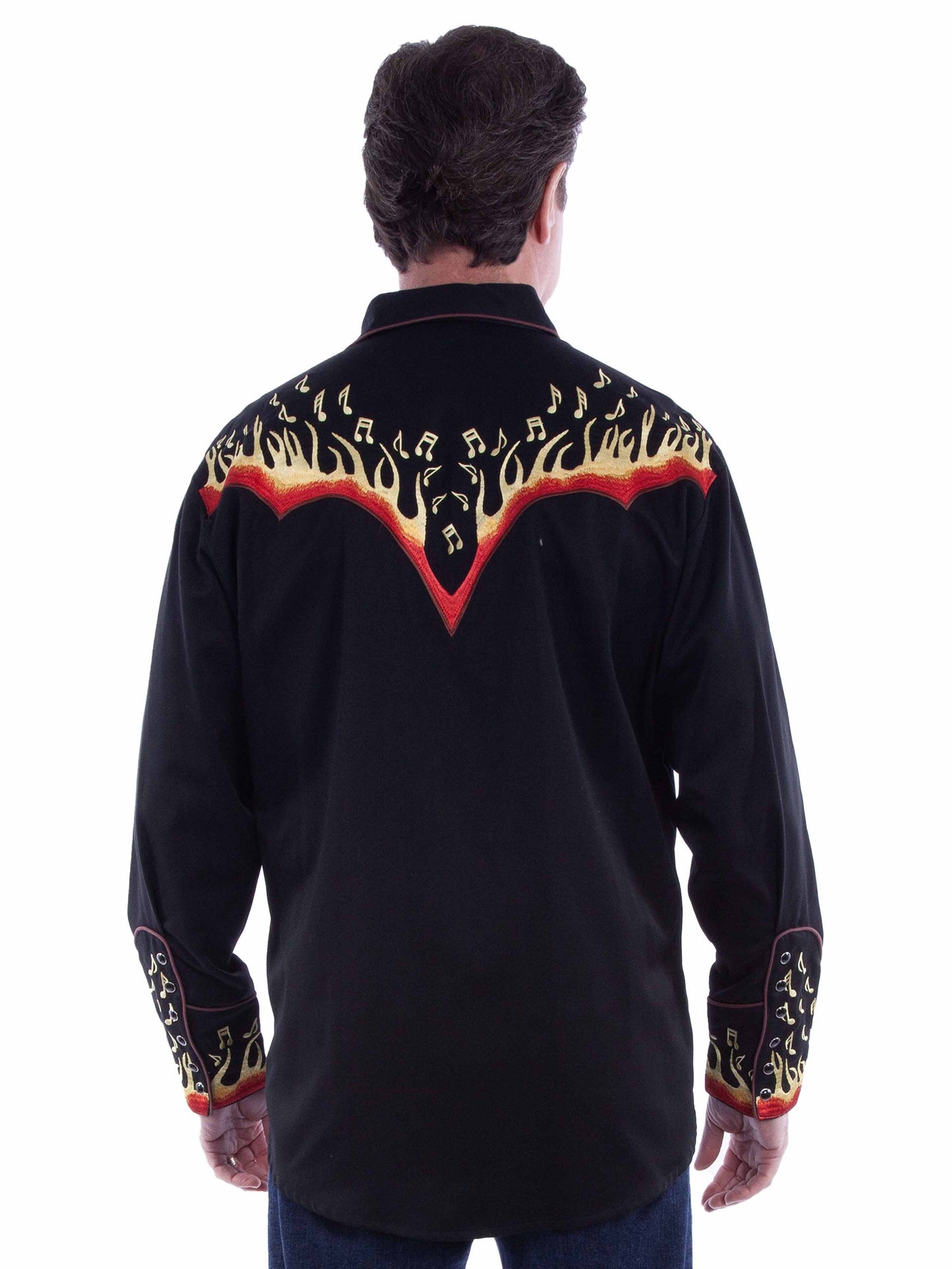 Flames To Notes Emb. Shirt - P-826