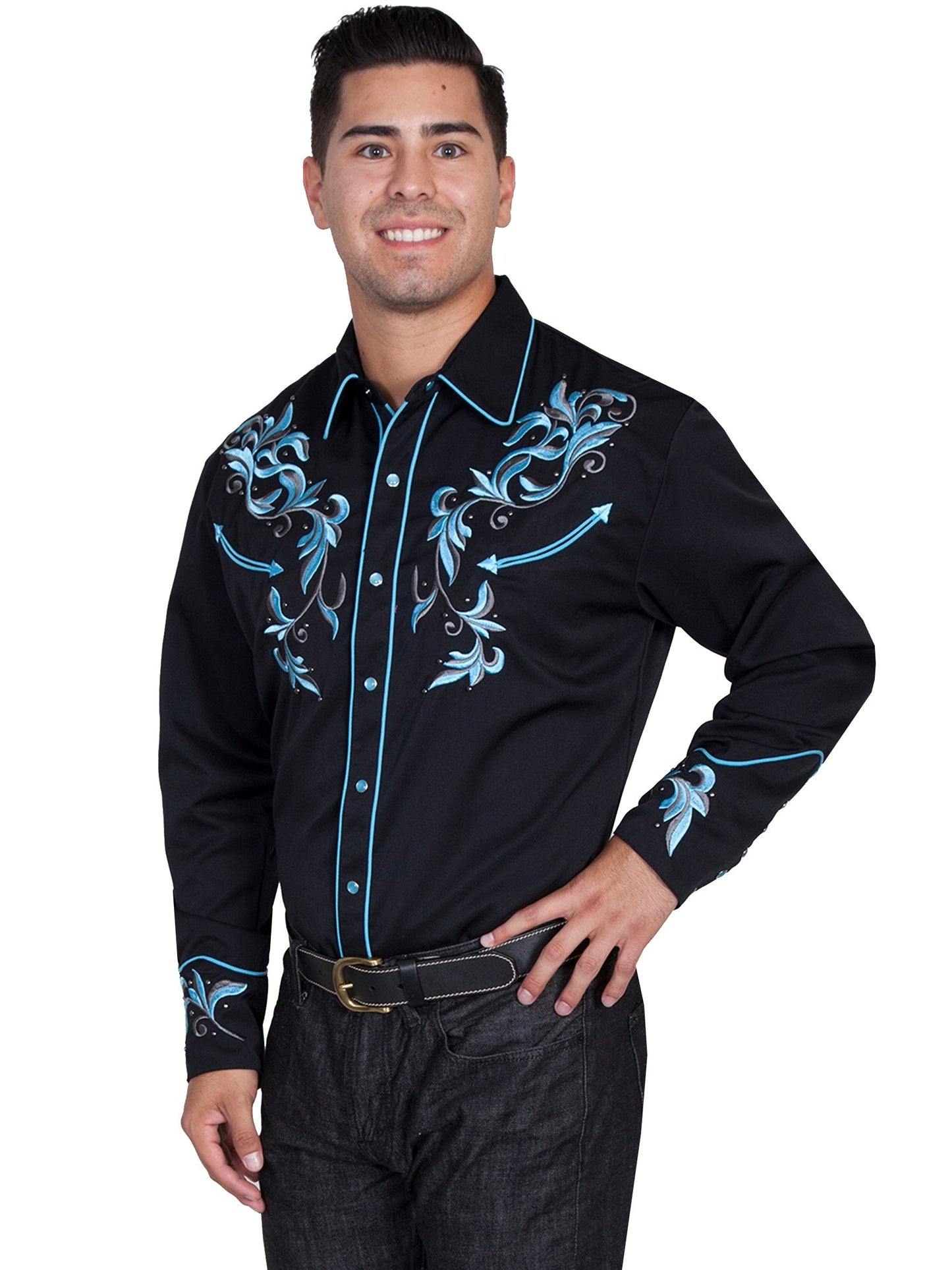 Embroidered Scroll W/studs - P-844