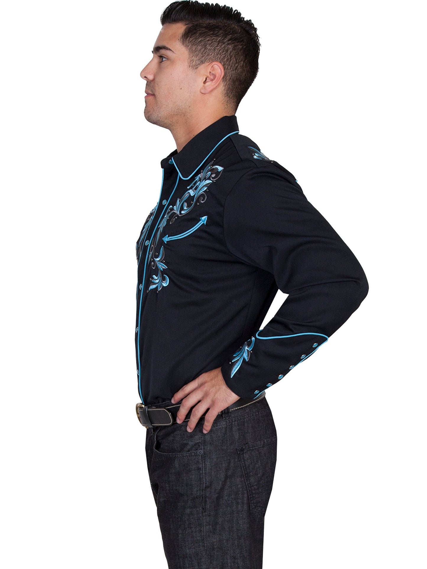 Embroidered Scroll W/studs - P-844