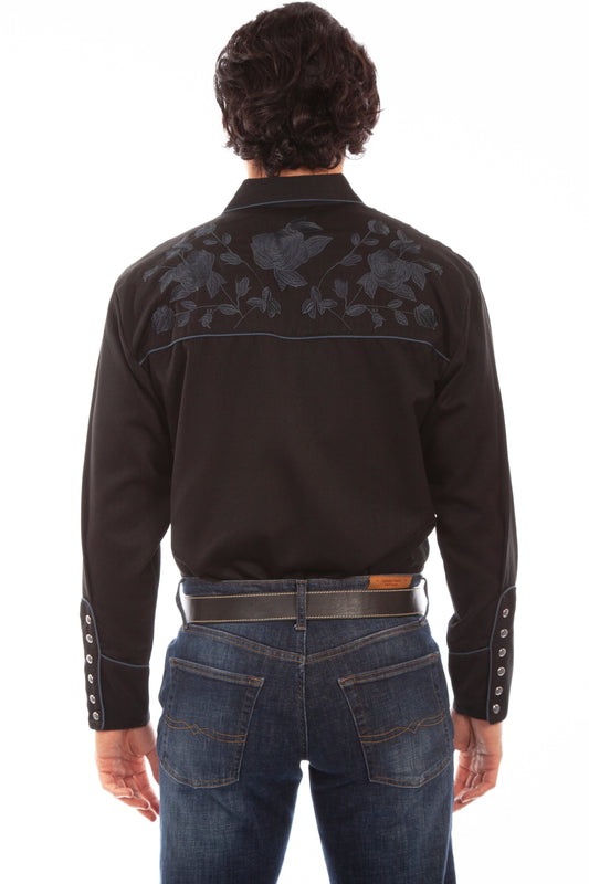 Rose Emb. Straight Yoke Shirt - P-893X