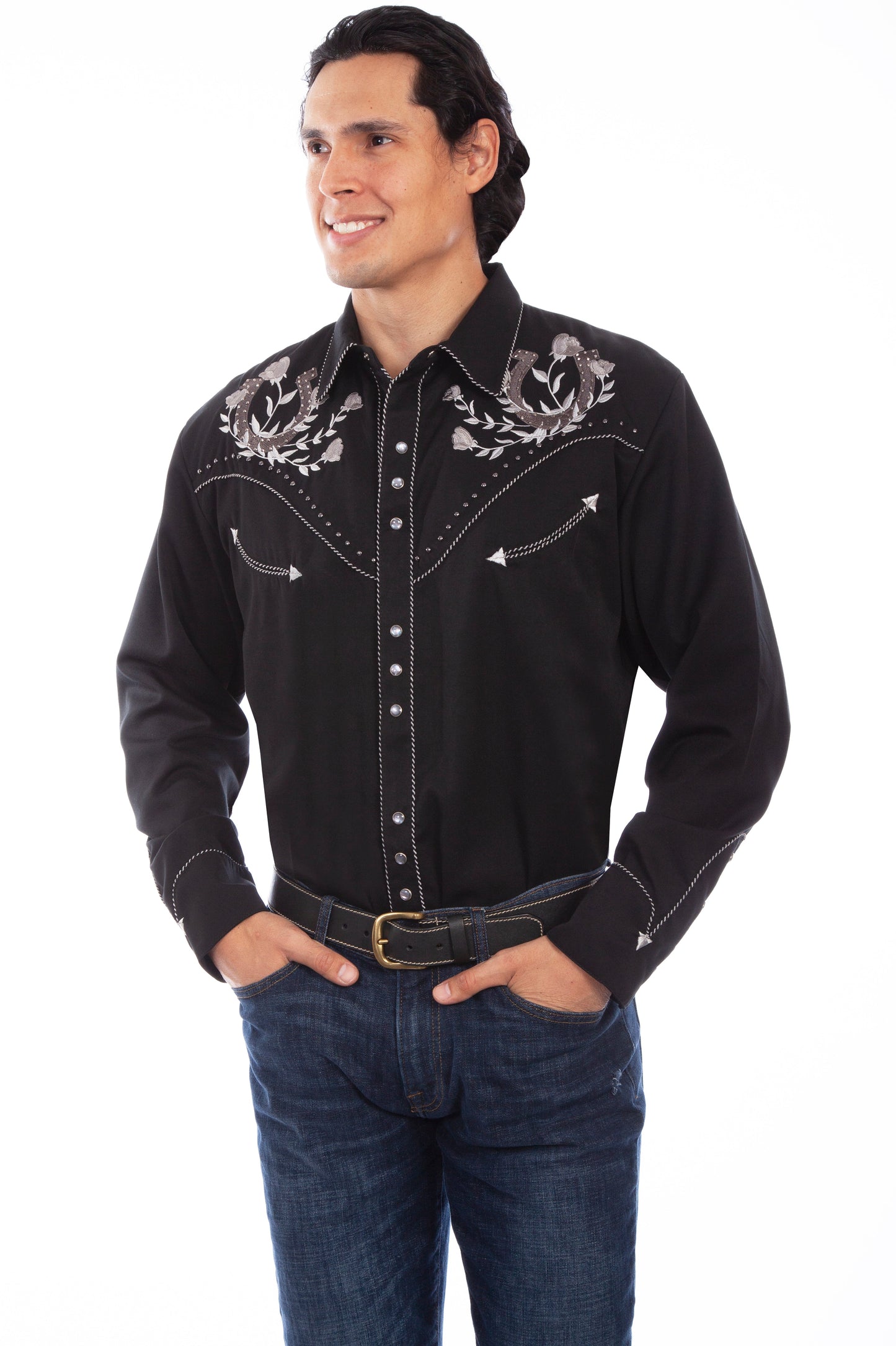 Horse Shoes Roses & Studs Shirt - P-910X