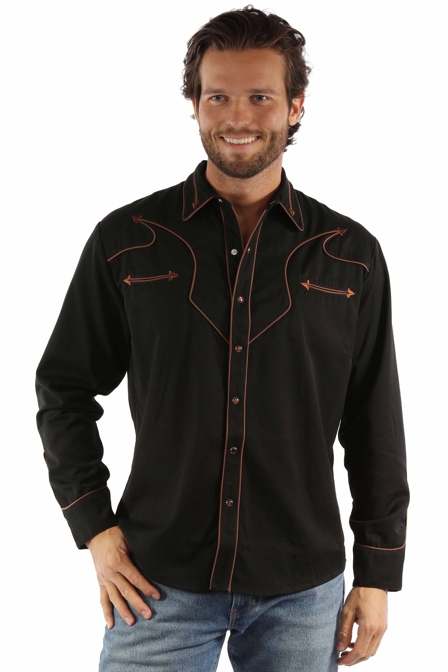 Solid Shirt With Piping & Arrows - P-920