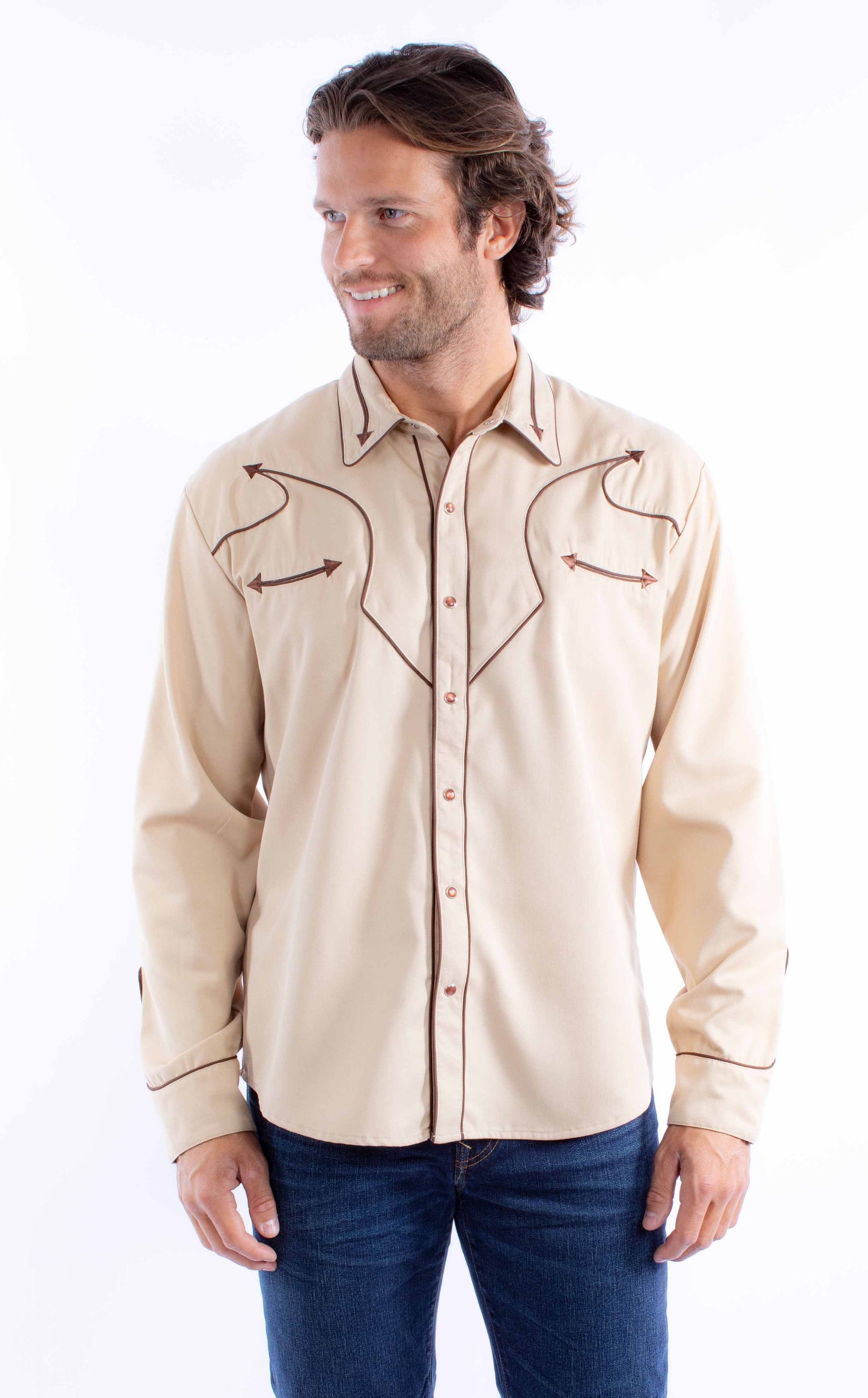 Solid Shirt With Piping & Arrows - P-920