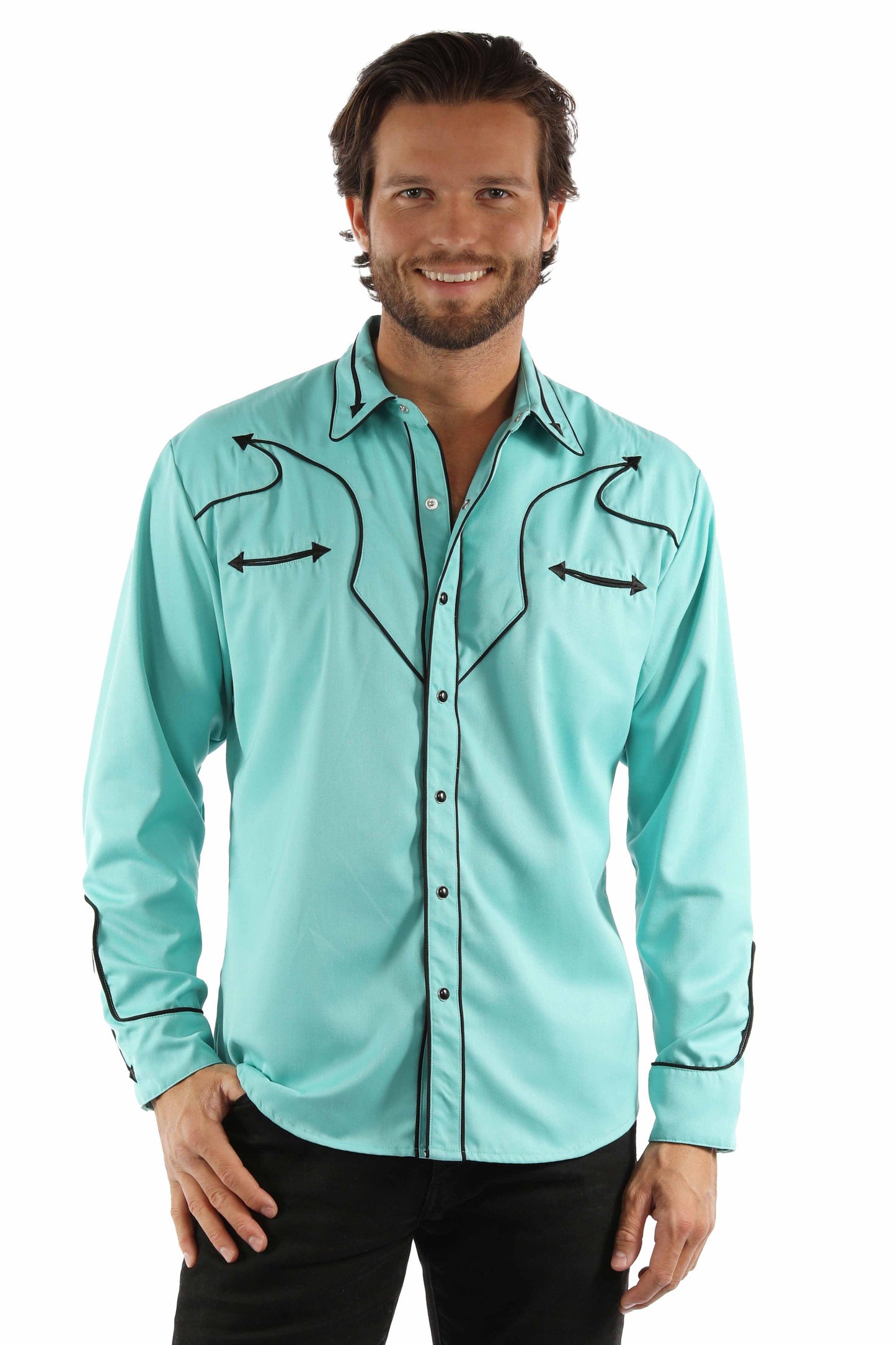Solid Shirt With Piping & Arrows - P-920