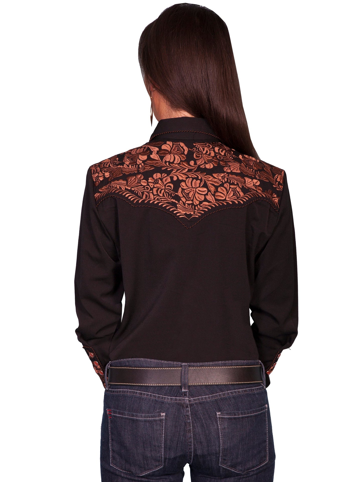 Floral Tooled Emb. Blouse - PL-654