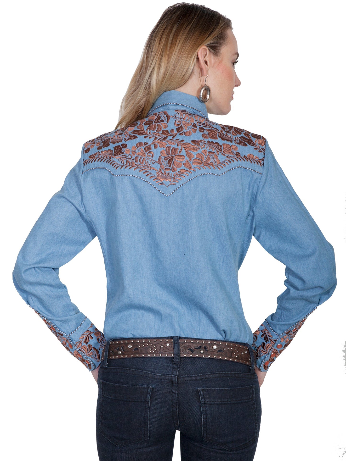 Floral Tooled Emb. Blouse - PL-654
