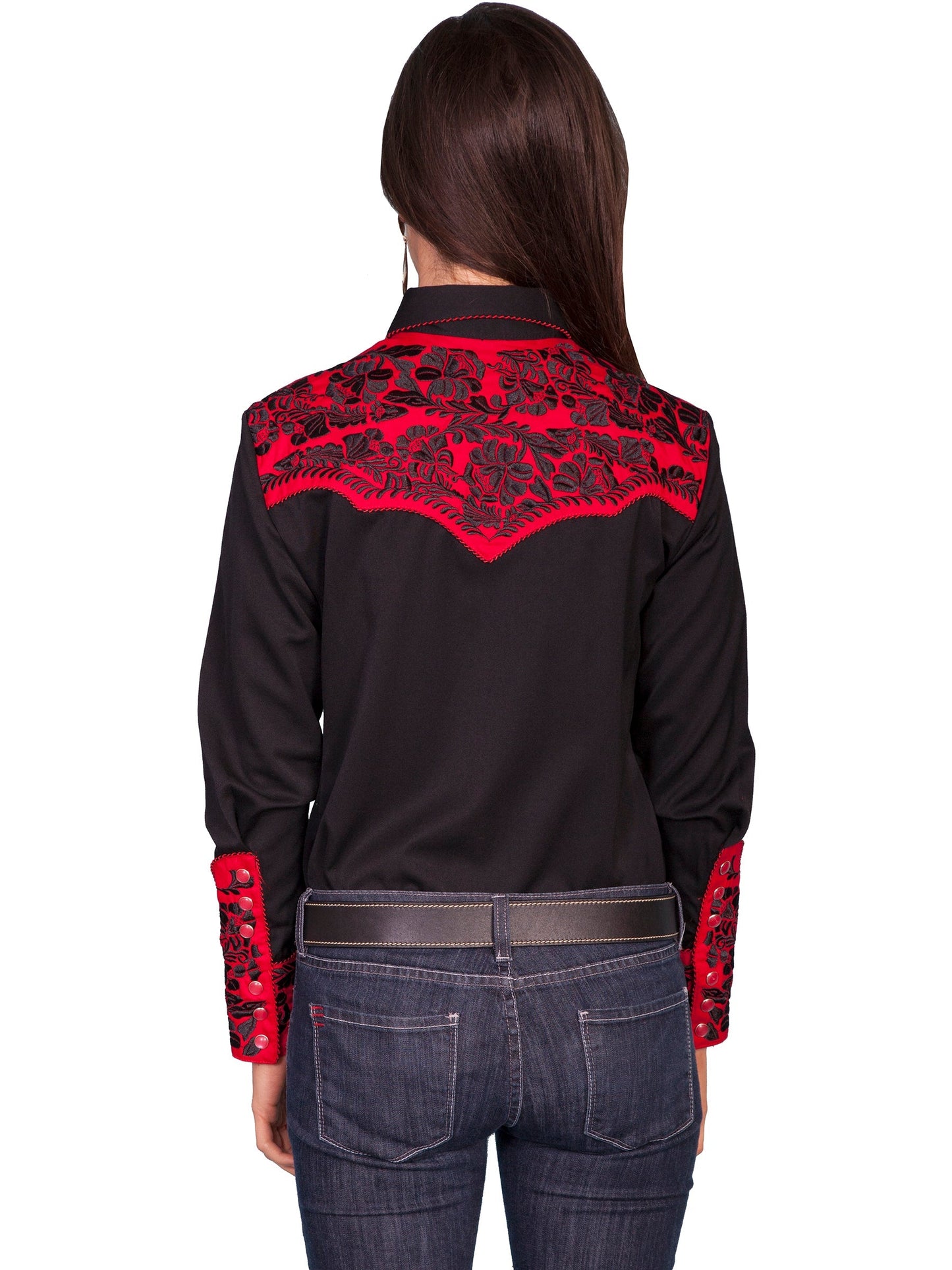 Floral Tooled Emb. Blouse - PL-654