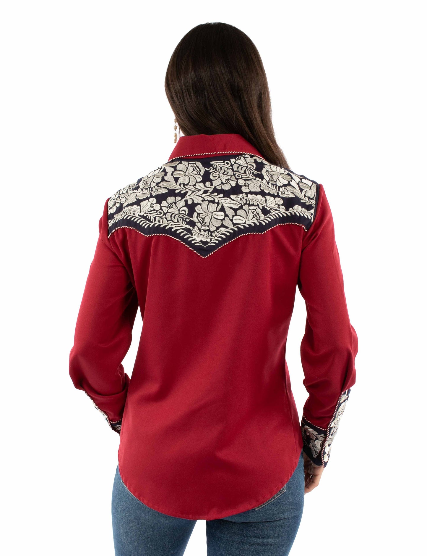 Floral Tooled Emb. Blouse - PL-654