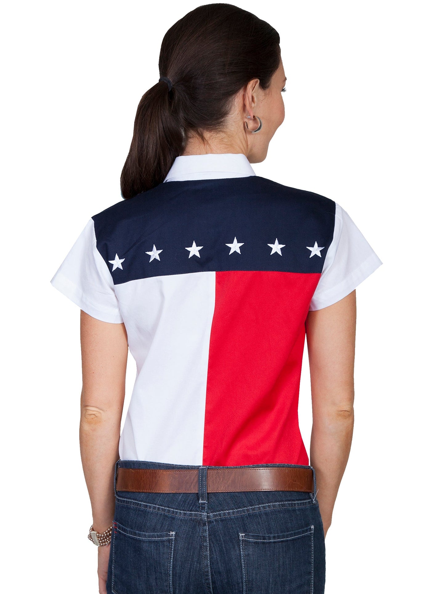 Capsleeve Color Block Blouse - PL-756SS