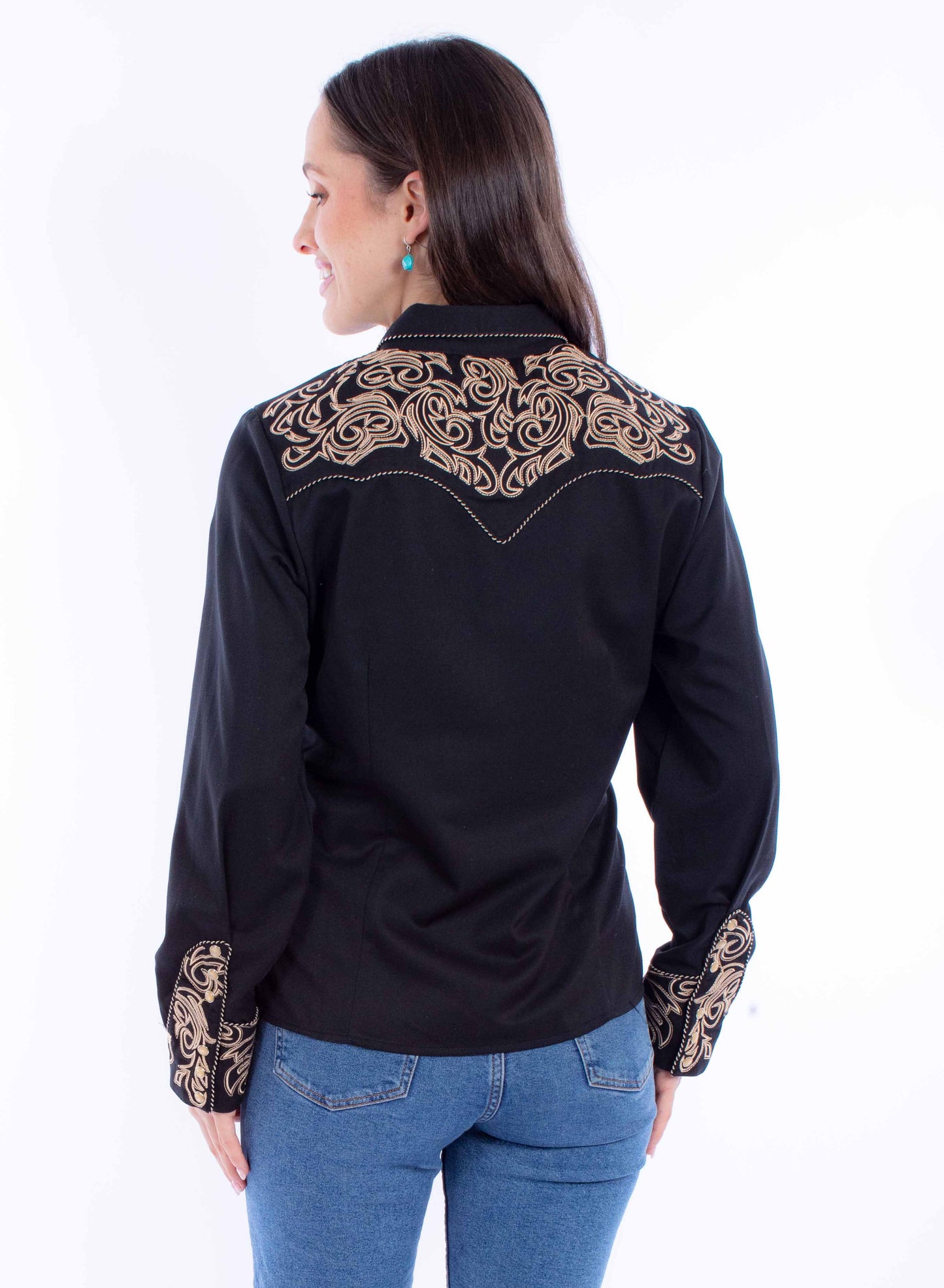 Pick Stitch Yokes/cuffs Blouse - PL-912