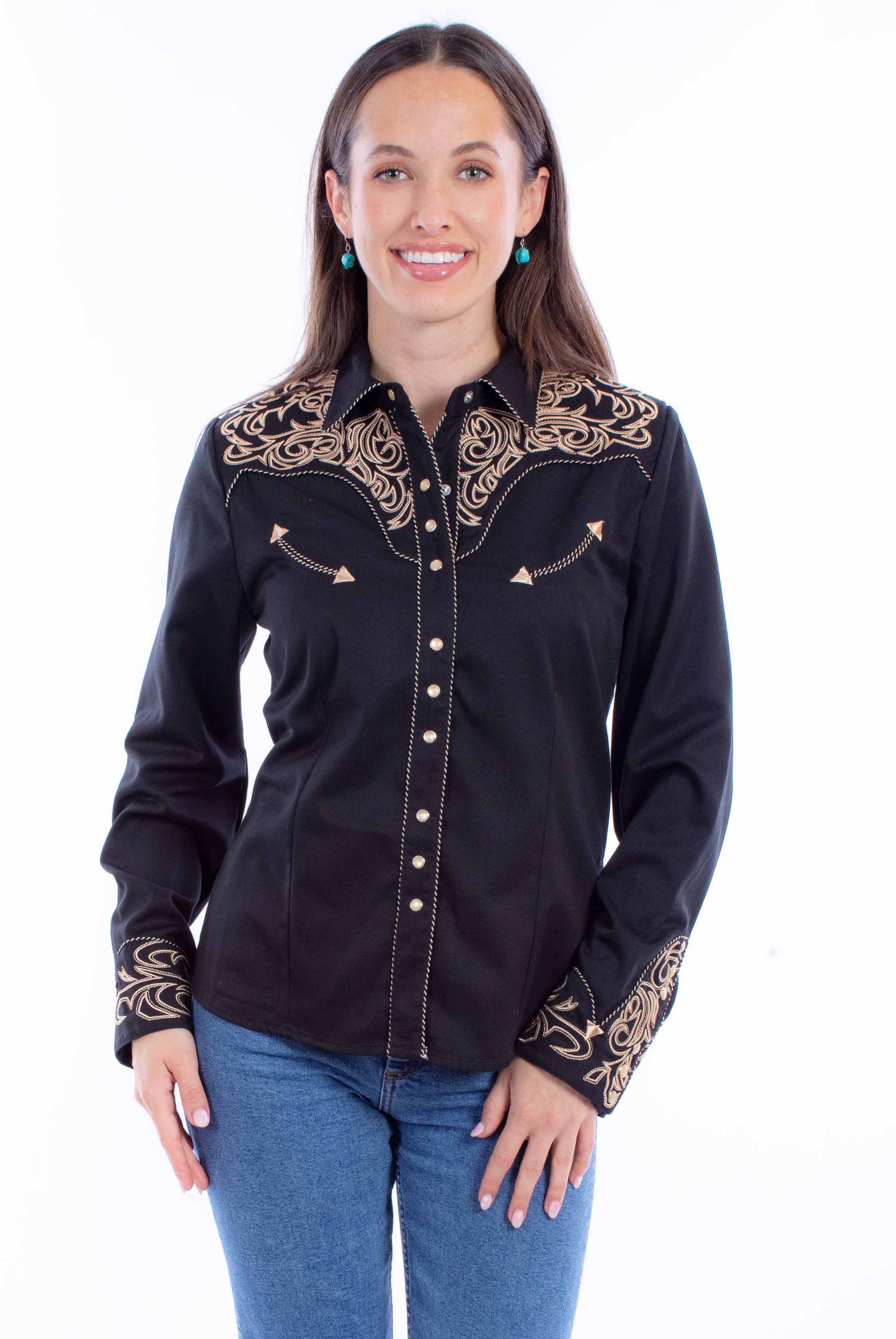Pick Stitch Yokes/cuffs Blouse - PL-912
