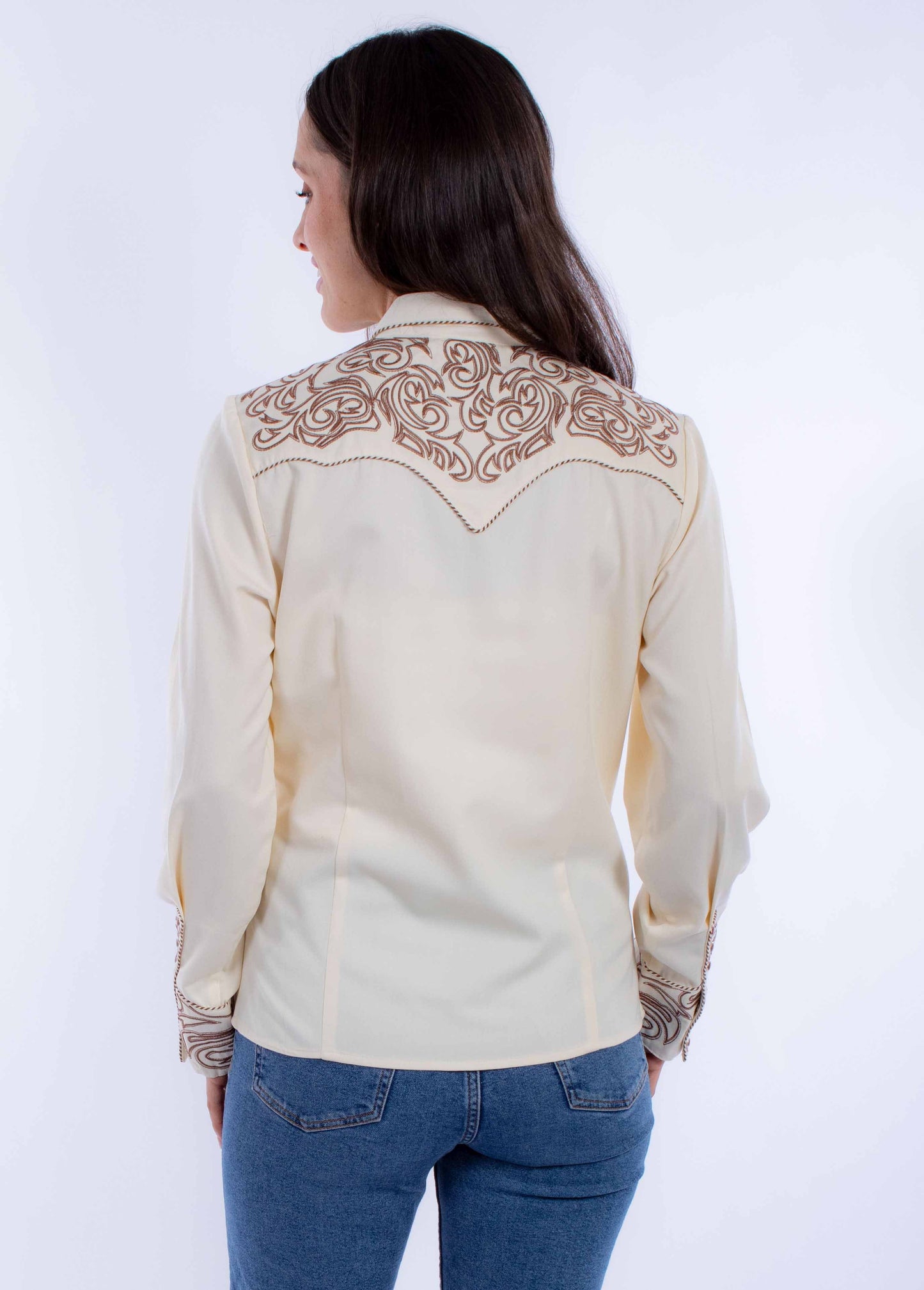 Pick Stitch Yokes/cuffs Blouse - PL-912