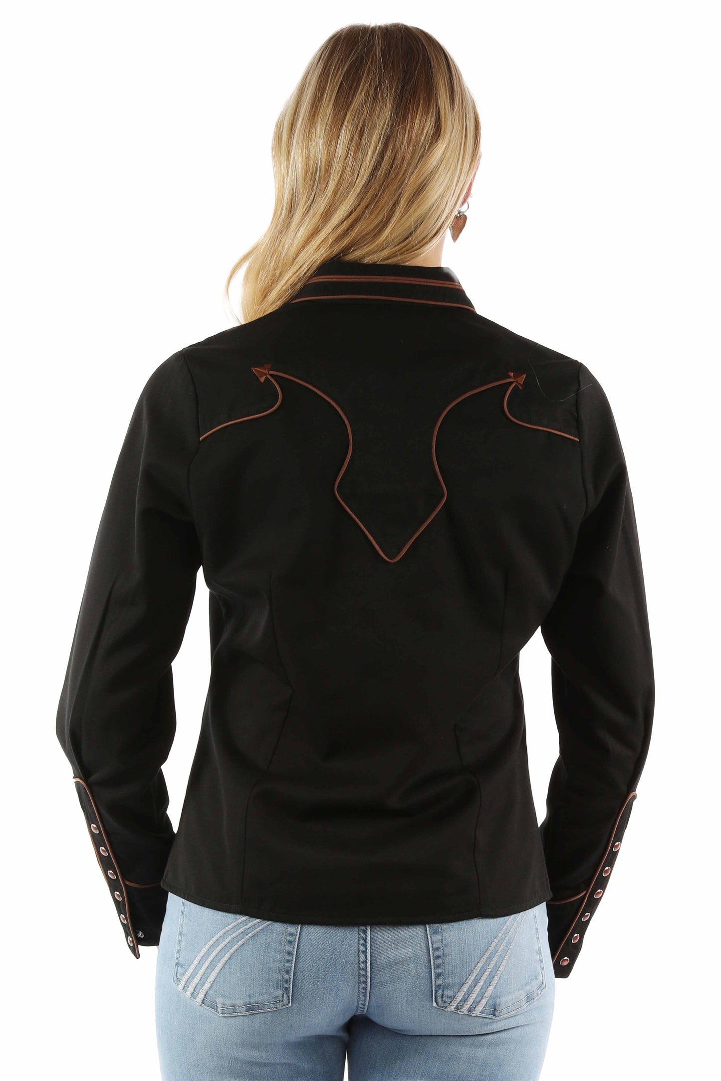 Solid Blouse W/piping & Arrow Tips - PL-913
