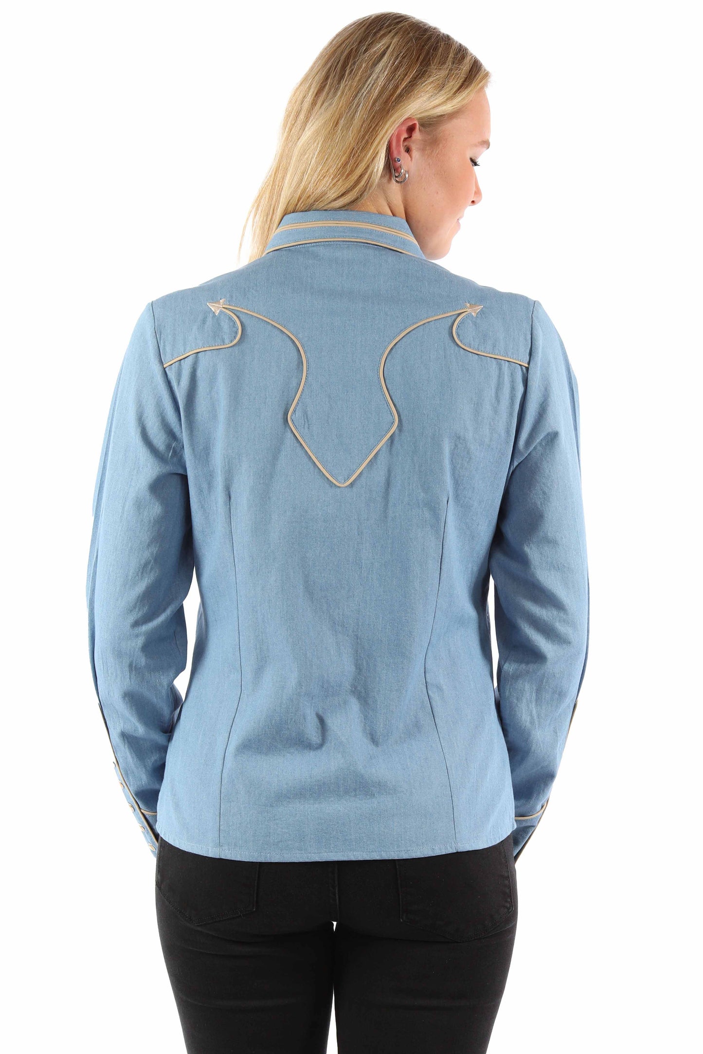 Solid Blouse W/piping & Arrow Tips - PL-913