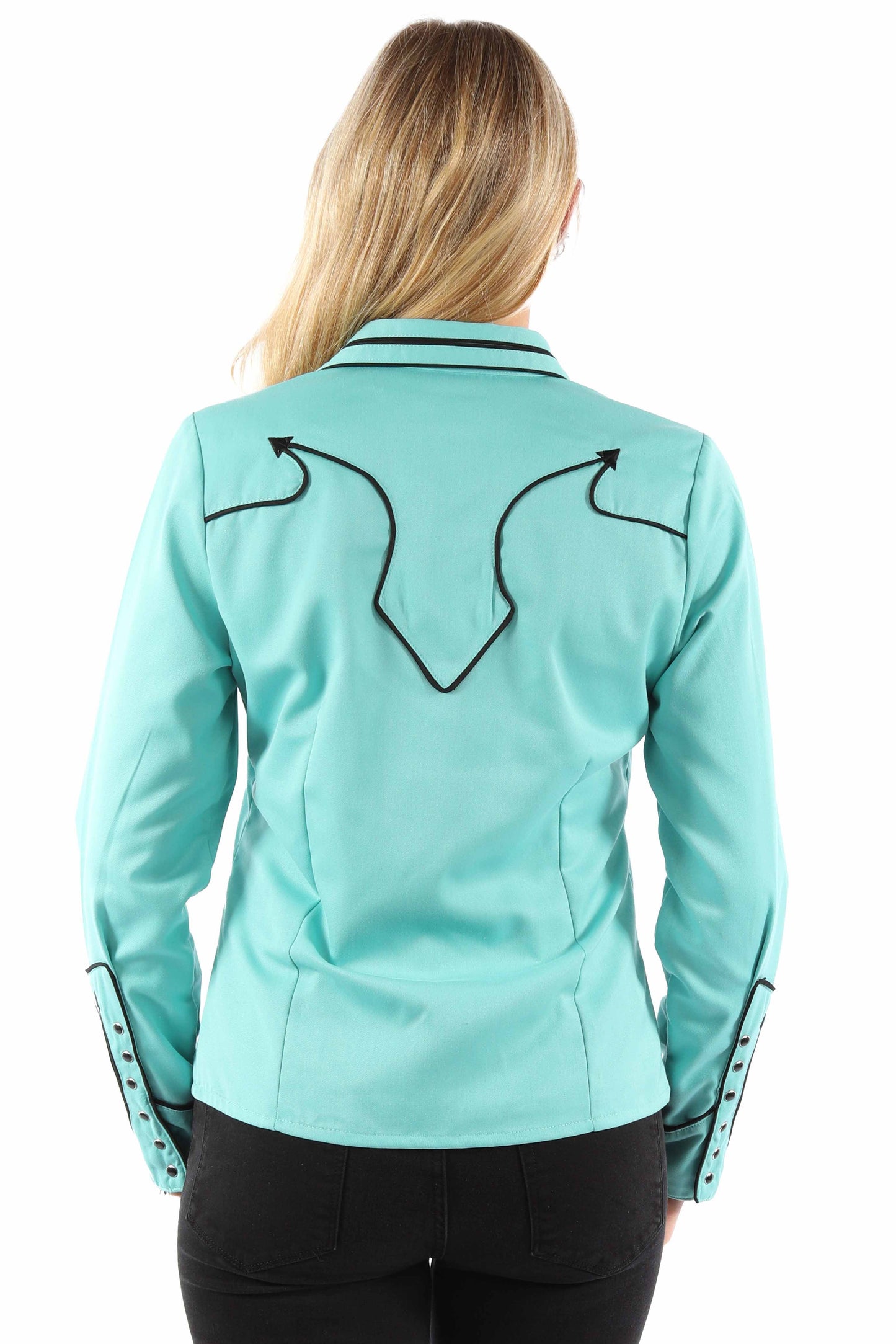 Solid Blouse W/piping & Arrow Tips - PL-913