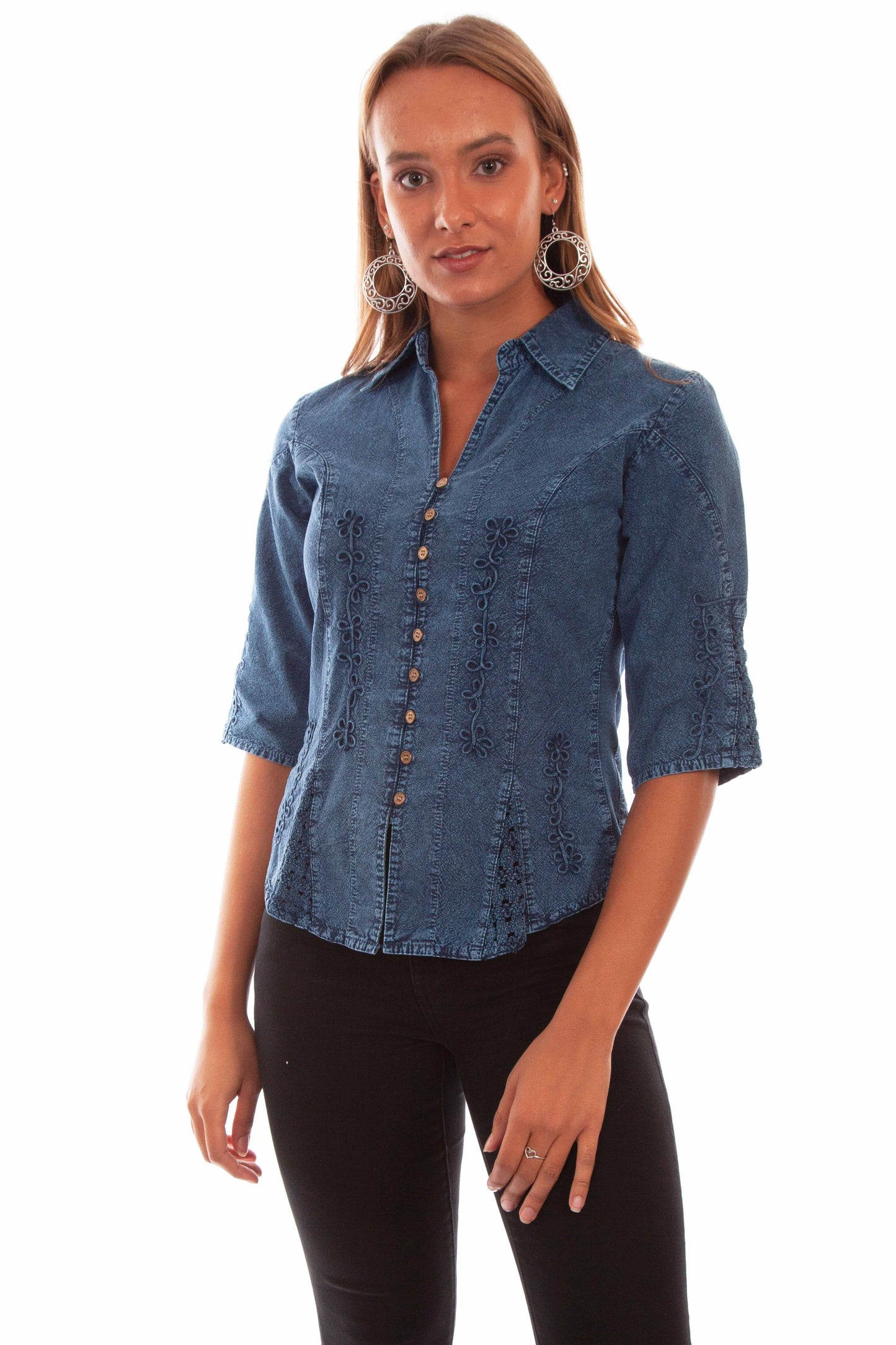 3/4 Sleeve Peruvian Cotton Blouse - PSL-064