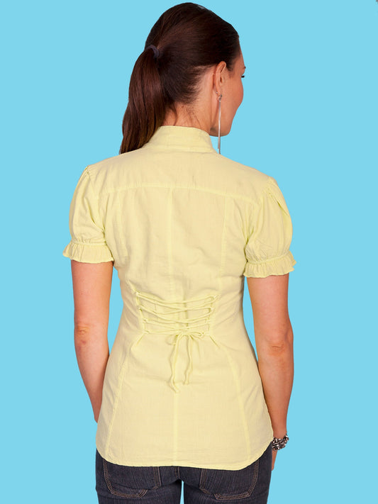Short Elastic Sleeve W/ruffle Front - PSL-084
