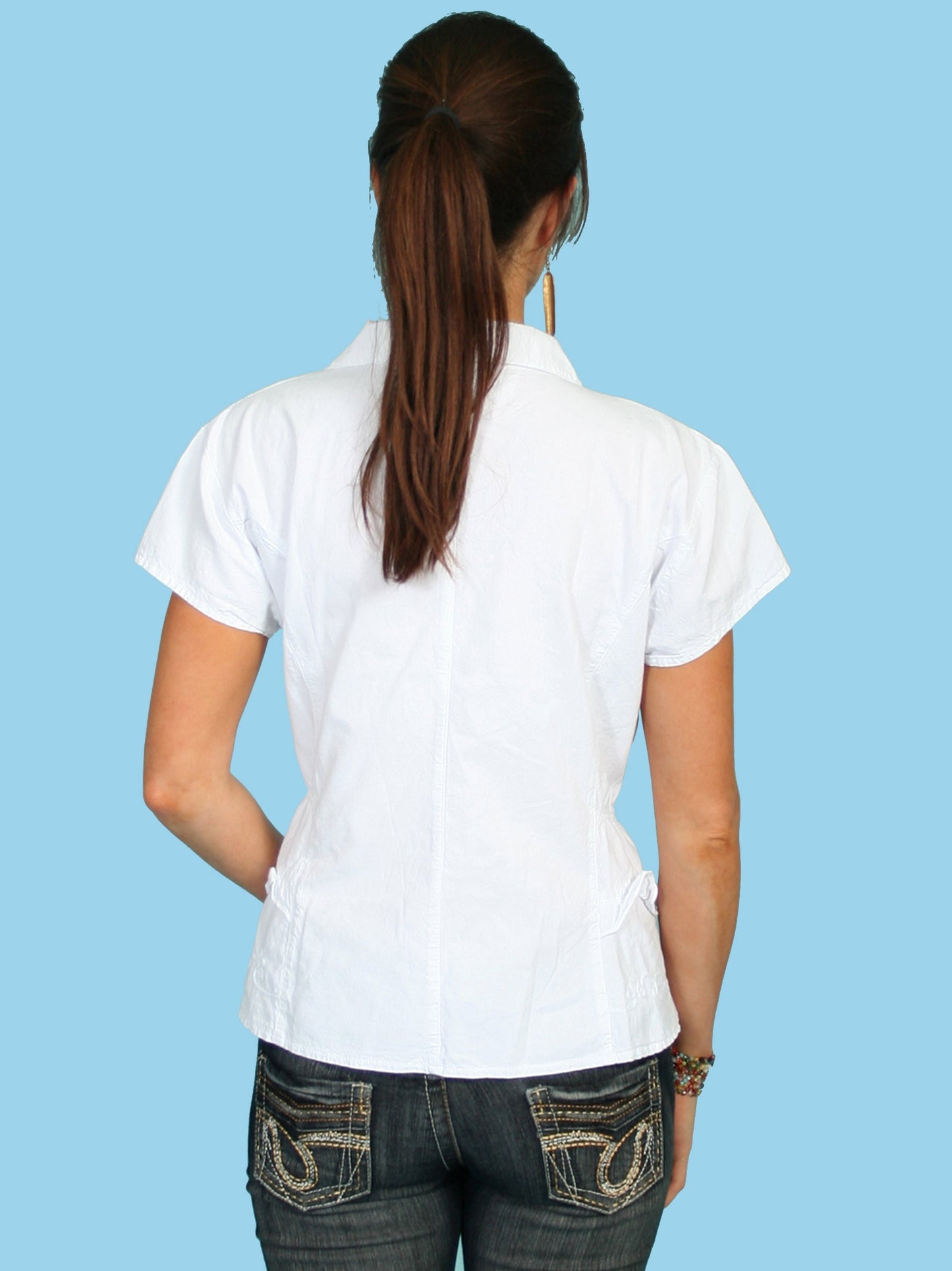 Cap Sleeve Blouse W/ruffle Front - PSL-086