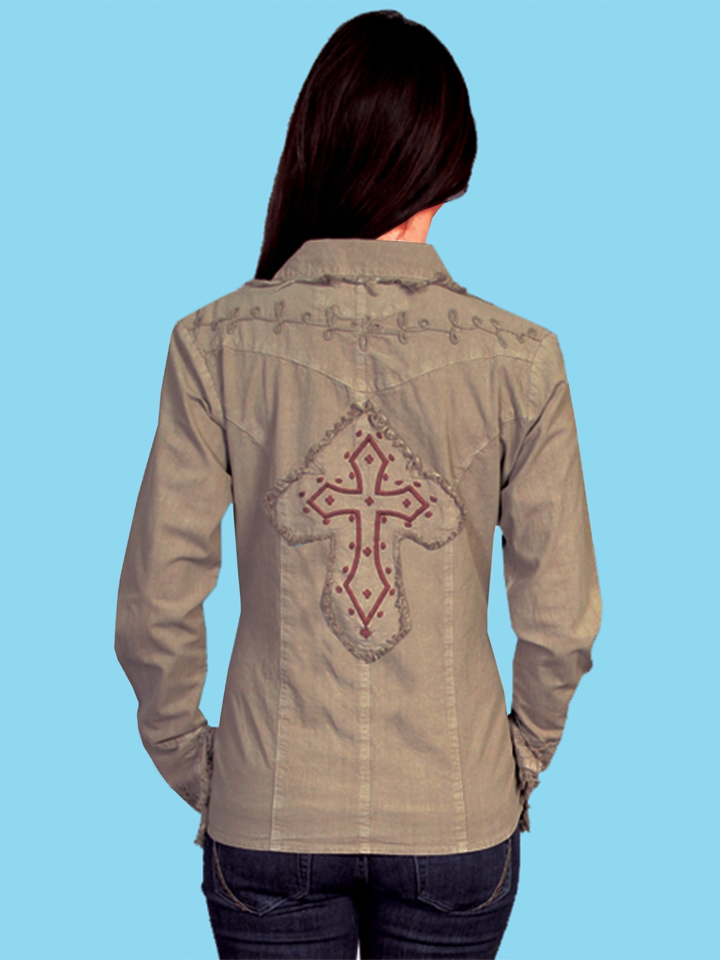 L/s Cut Out Cross W/emb. - PSL-089