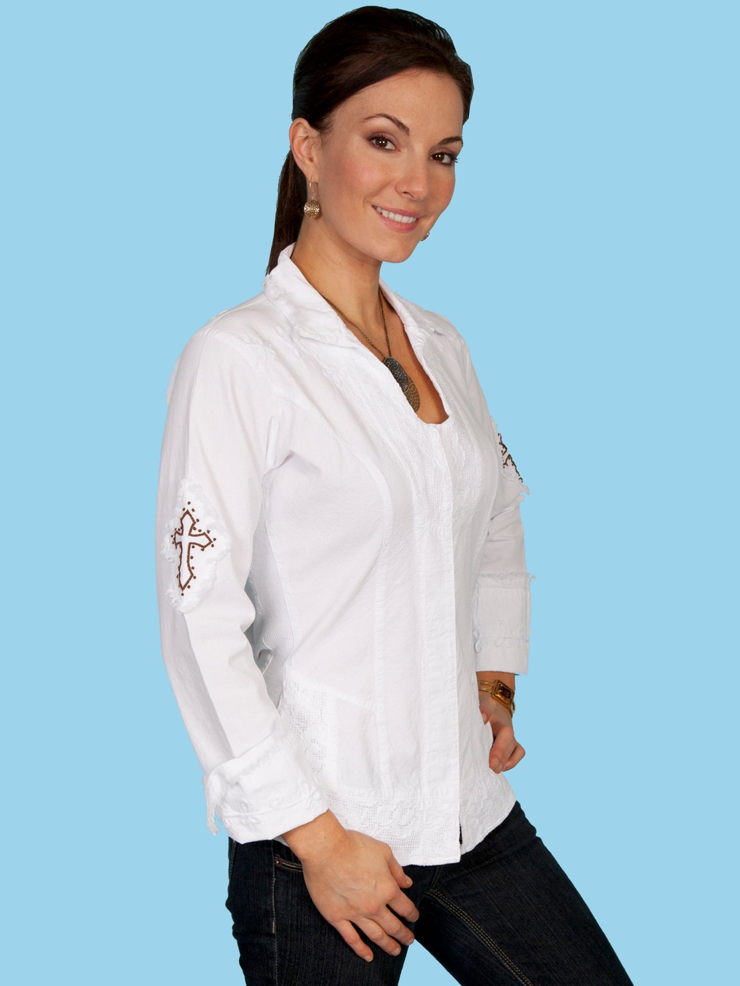 L/s Cut Out Cross W/emb. - PSL-089