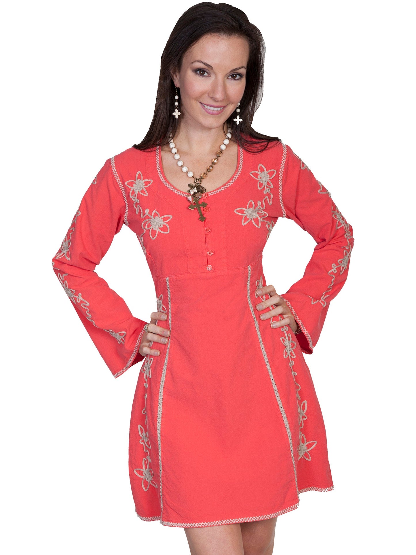 Contrast Soutache L/s Dress - PSL-105
