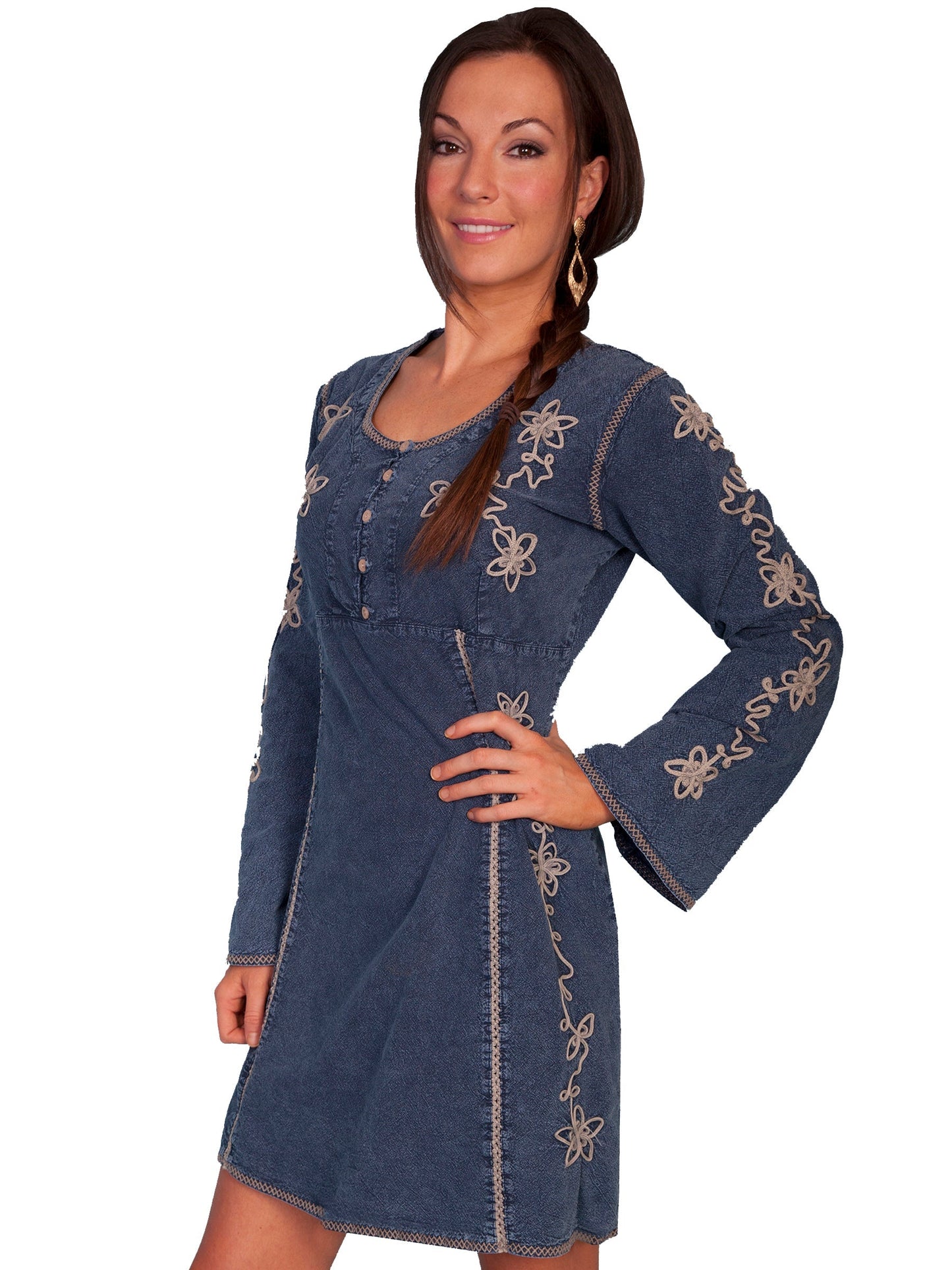 Contrast Soutache L/s Dress - PSL-105