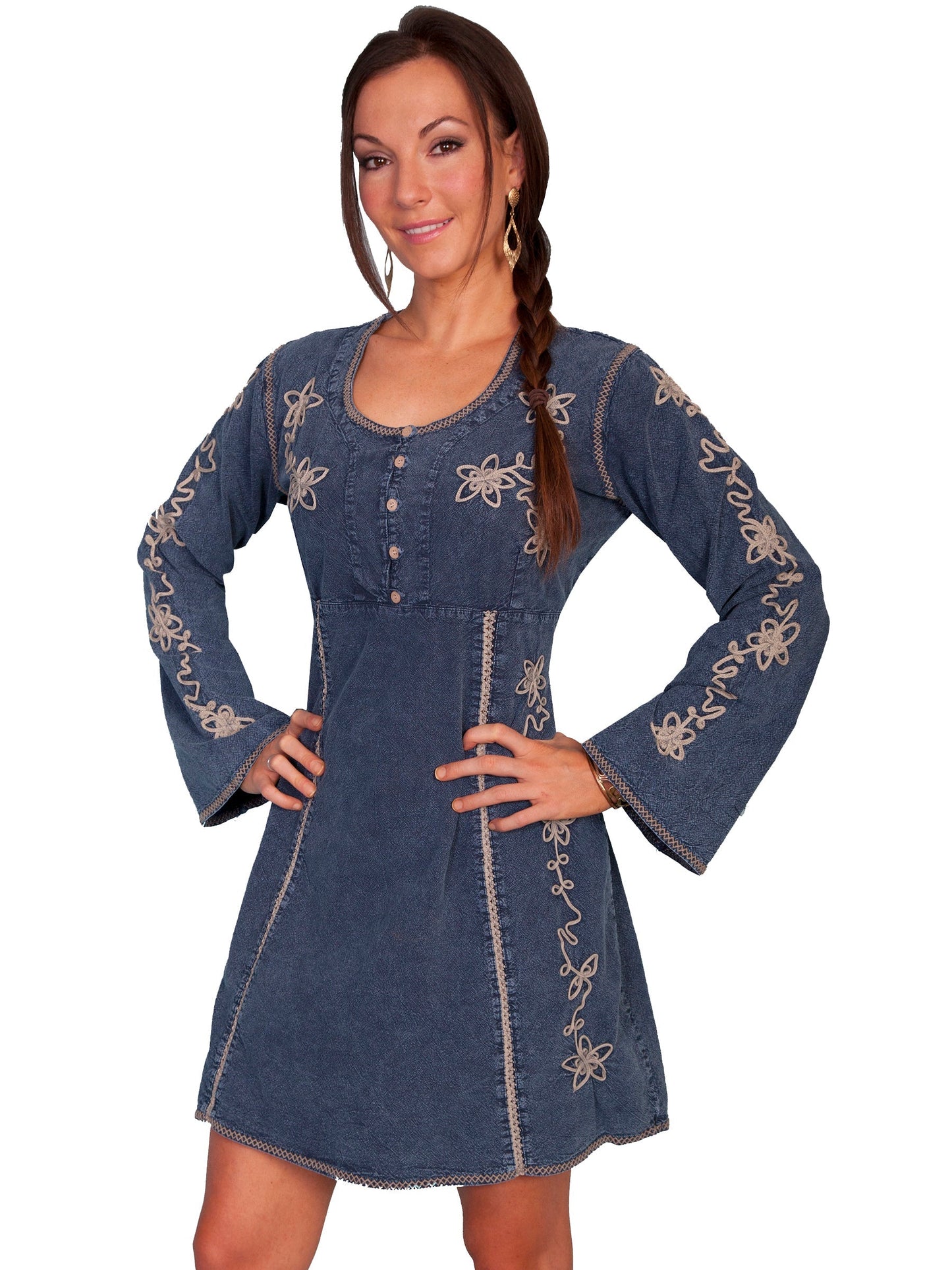 Contrast Soutache L/s Dress - PSL-105