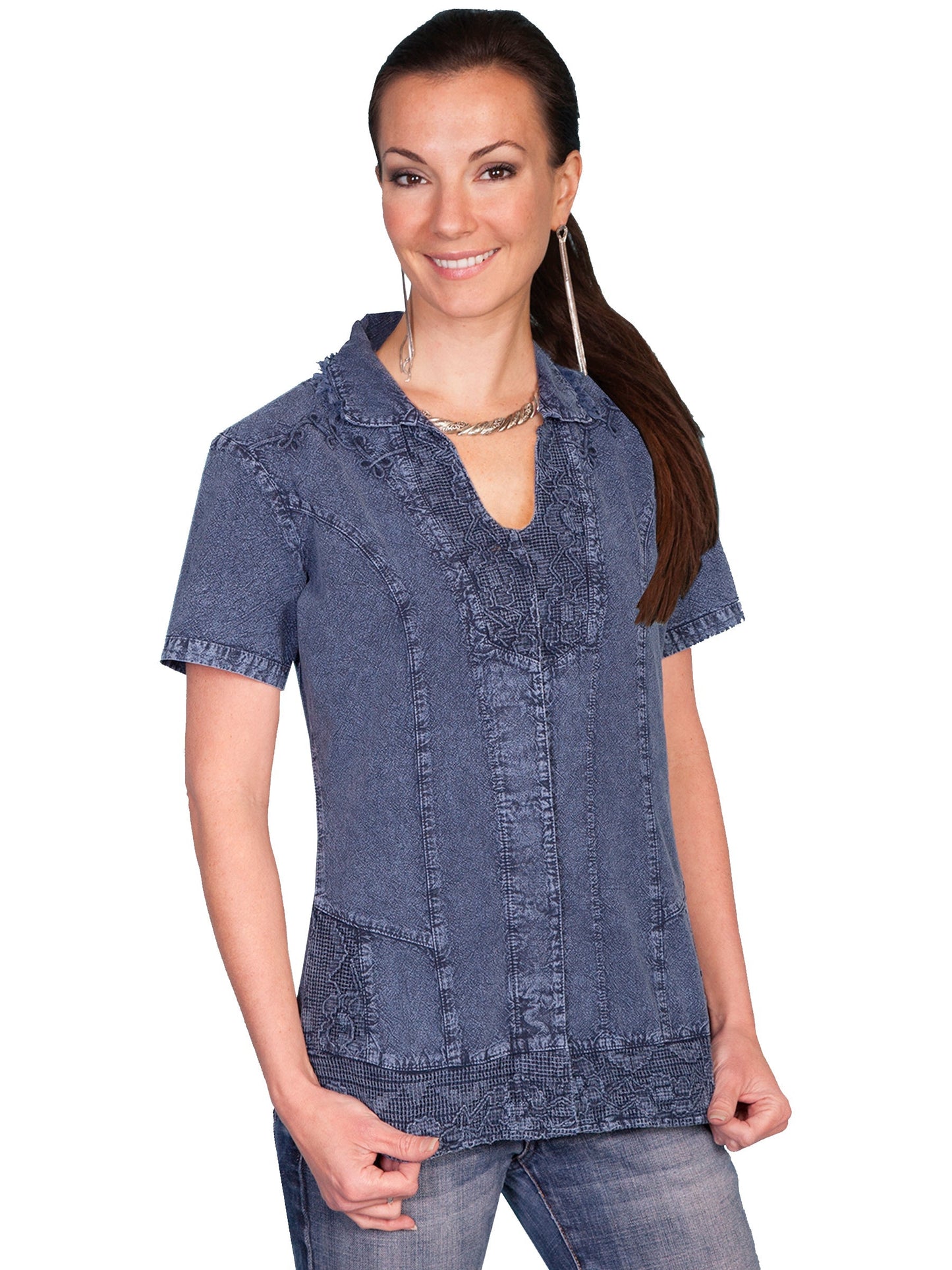 S.s. Button Front Blouse - PSL-121