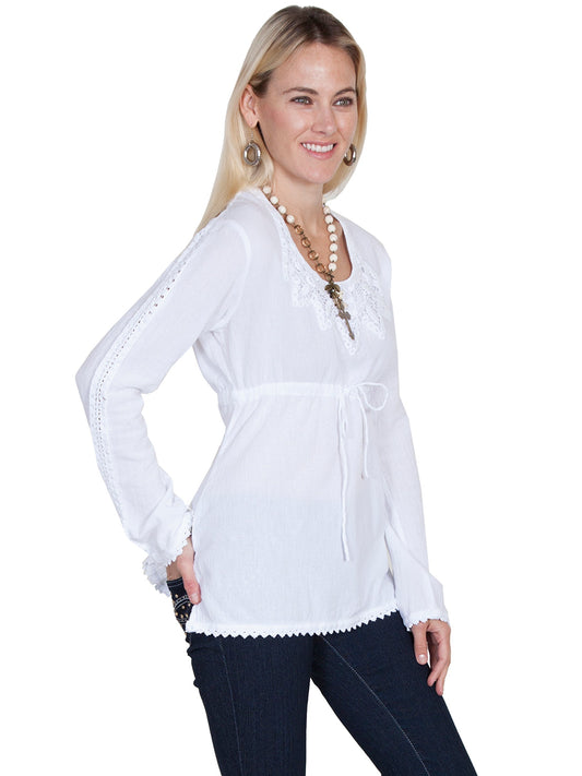 L/s Blouse With Tie Front - PSL-162
