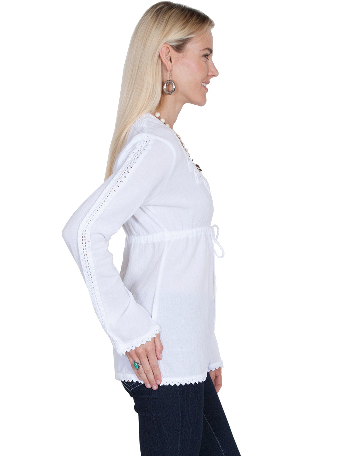 L/s Blouse With Tie Front - PSL-162