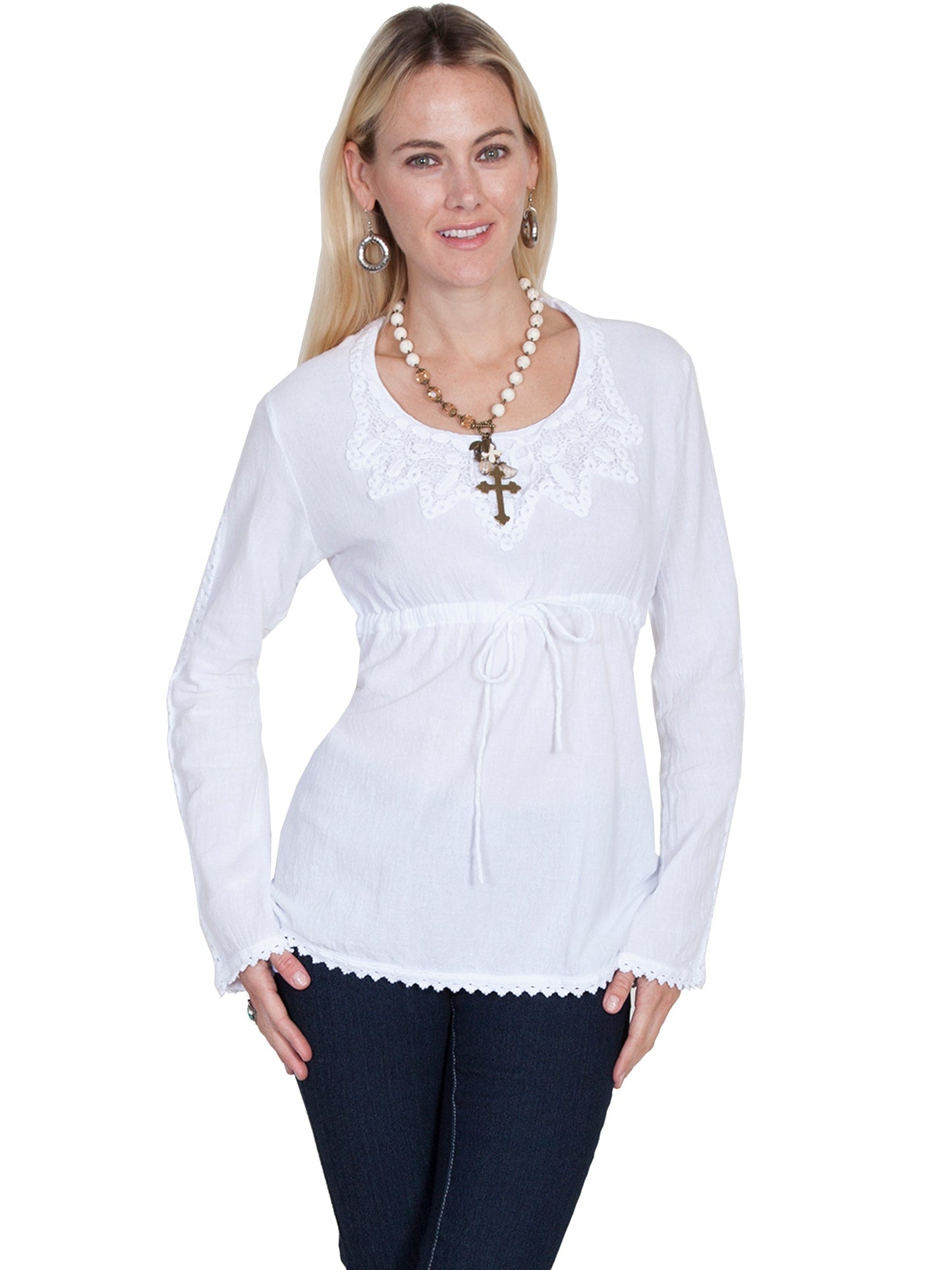 L/s Blouse With Tie Front - PSL-162