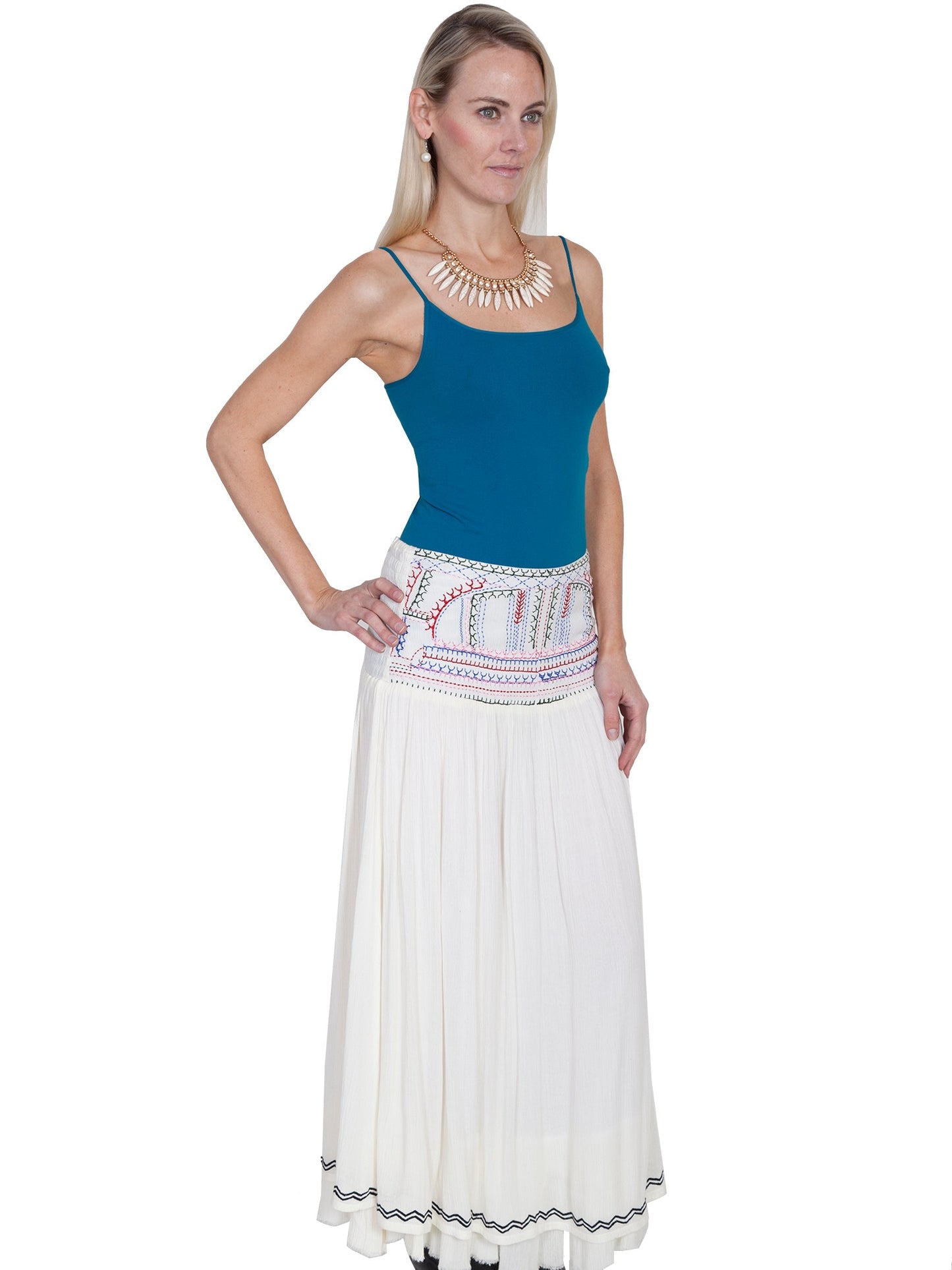 Lined Emb. Front Panel Skirt - PSL-170