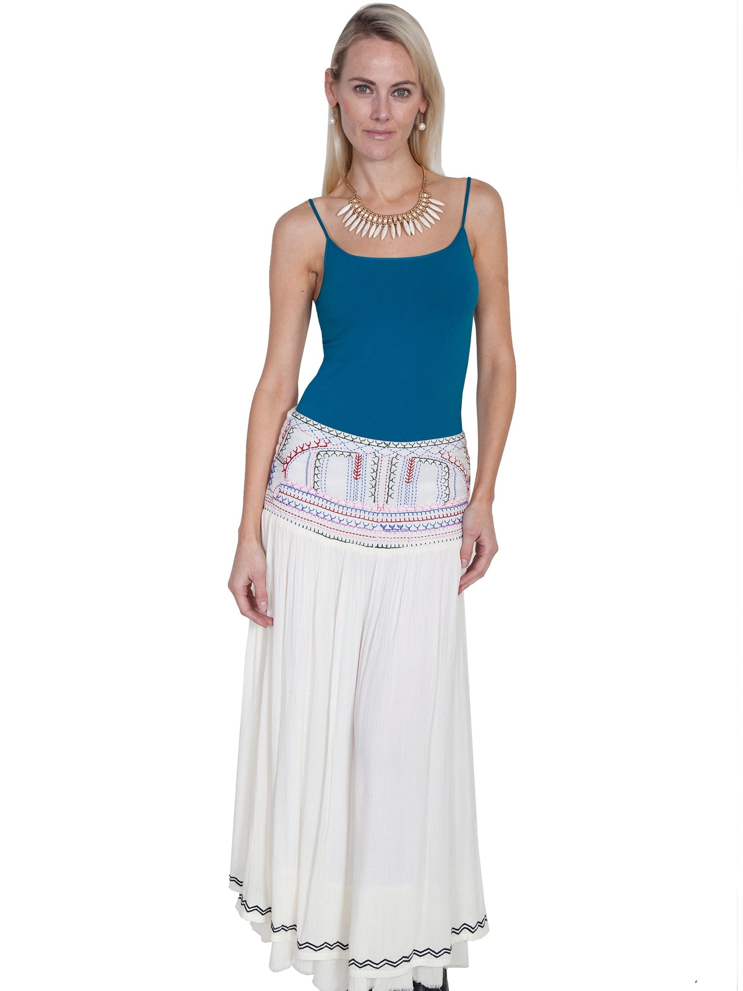 Lined Emb. Front Panel Skirt - PSL-170