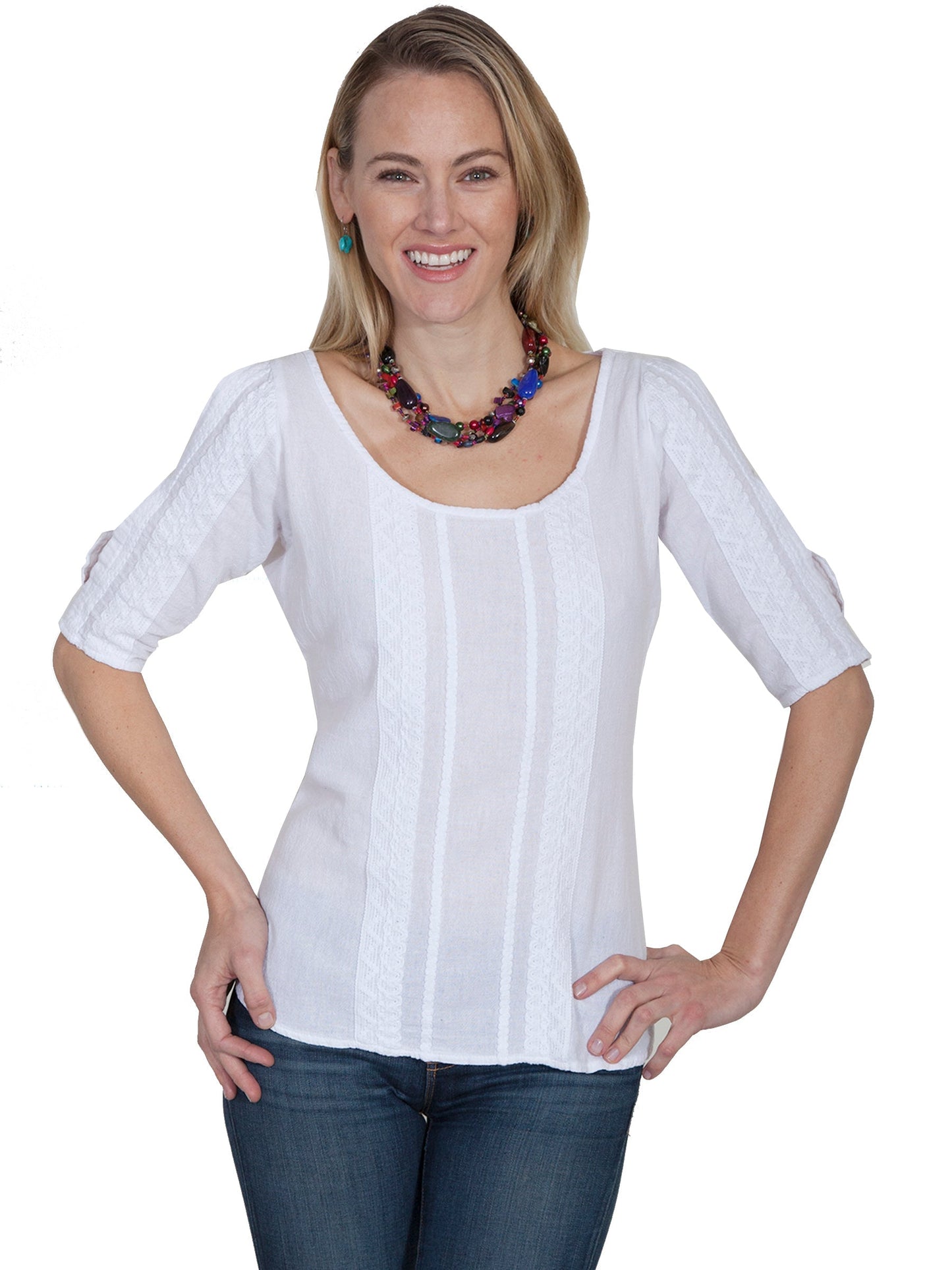 Cold Shoulder 3/4 Sleeve Blouse - PSL-178