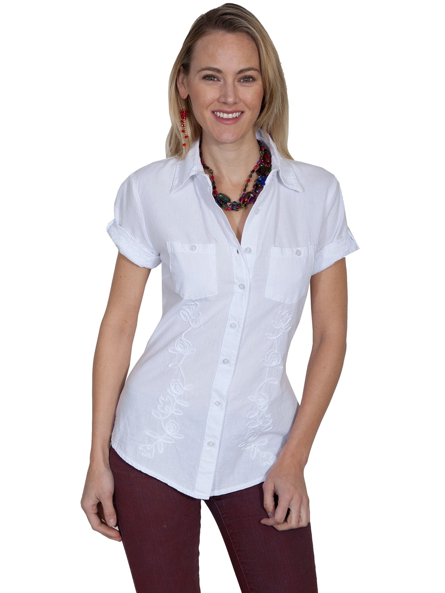 2 Pocket Button Front Blouse - PSL-181