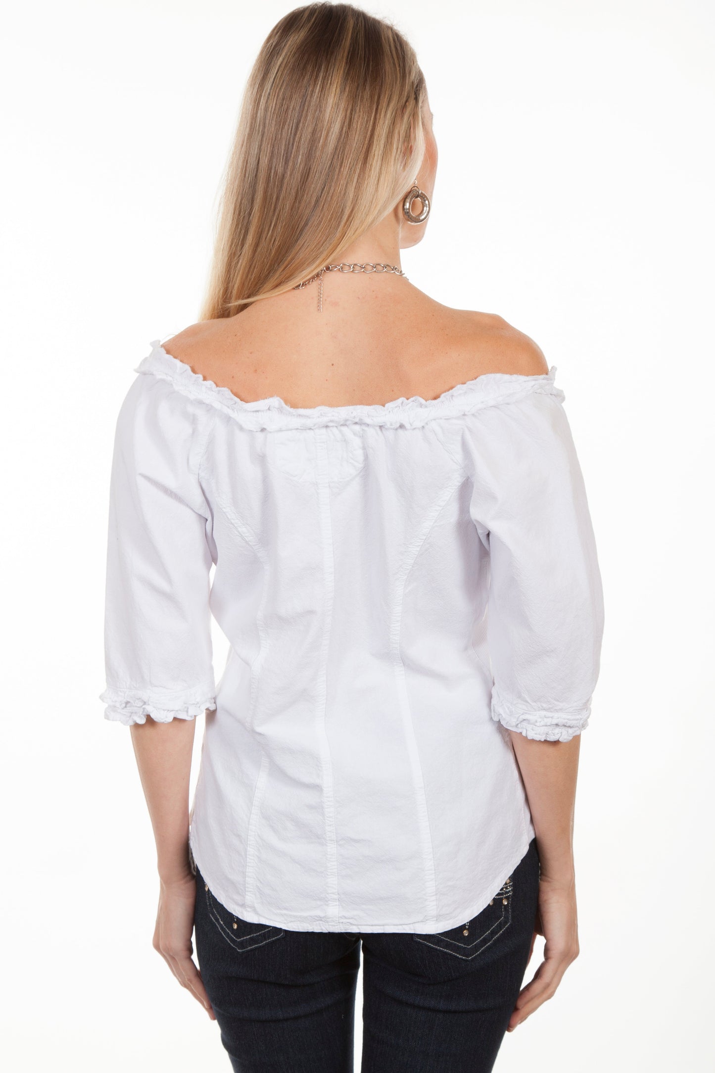 3/4 Slv Scoop Neck Button Front Blou - PSL-182