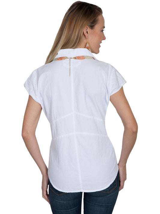 Capsleeve Button Front Blouse - PSL-183