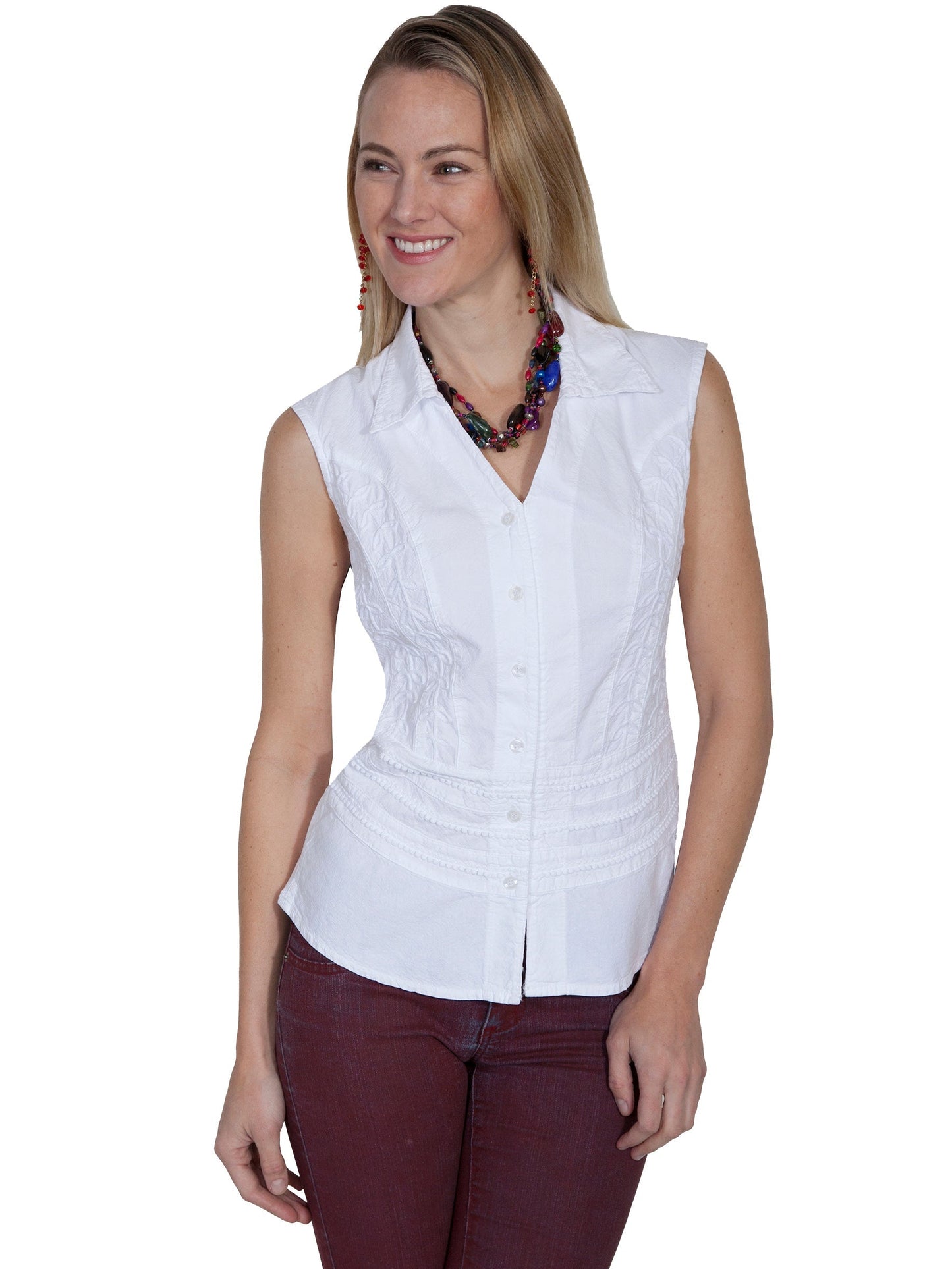 S/l Button Front Collar Blouse - PSL-184