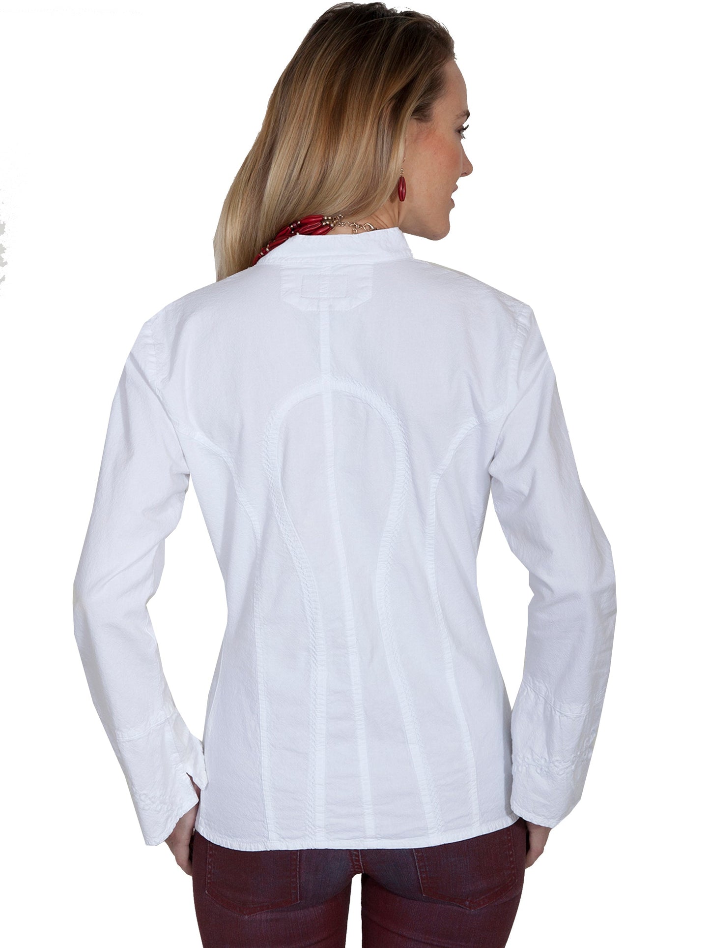 L/s Blouse W/band Collar/bell Cuffs - PSL-187